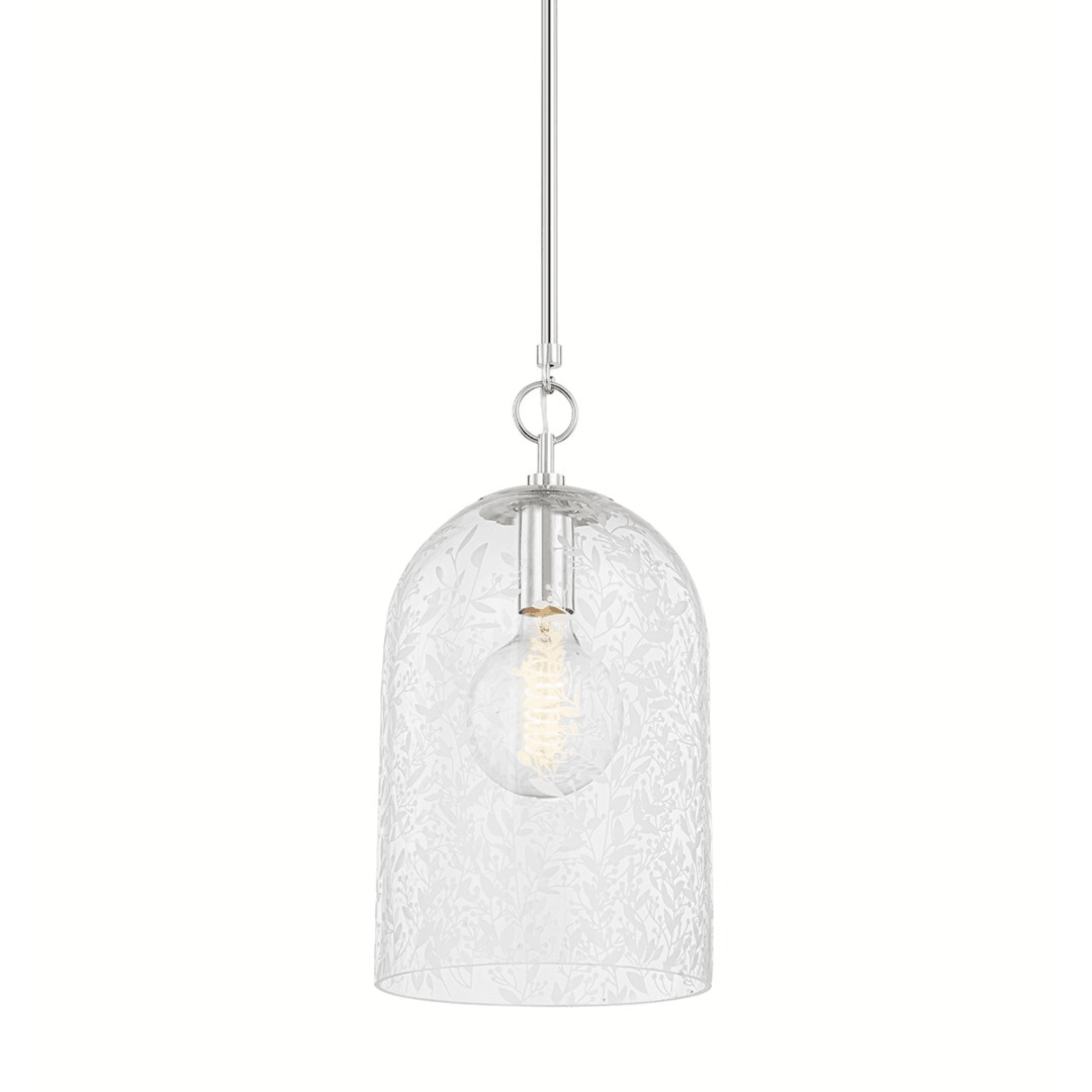 Belleville Polished Nickel & Glass Pendant Light Fixture - 2 Size Options for Kitchen Island or Dining Room Lighting