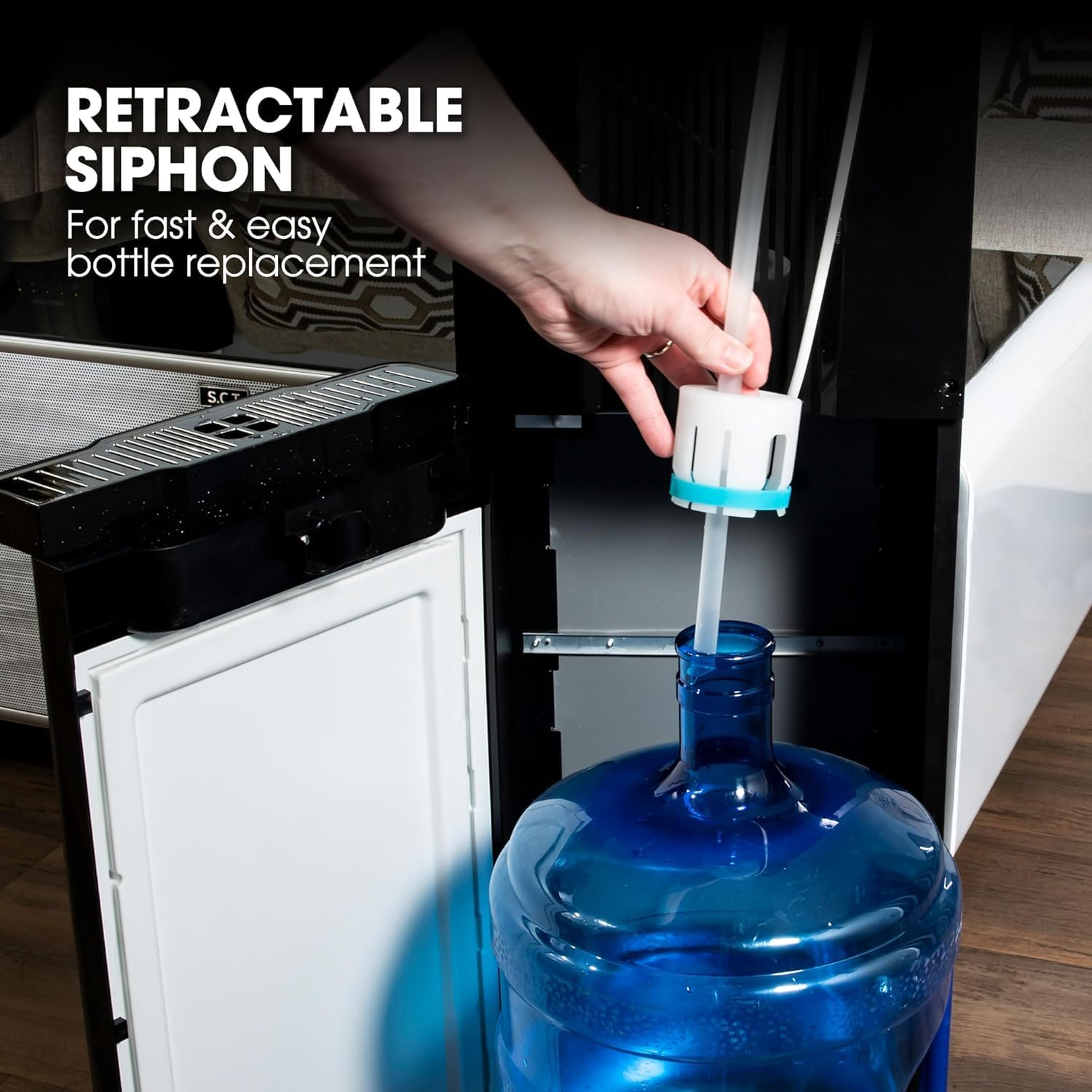 2-in-1 Bottom Loading Water Cooler Dispenser with Ice Maker - 5 Gallon Bottle Capacity, Cold & Room Temperature Water, 18LBS/24H Ice Production, Touch Control Panel, UL Certified - Perfect for Home, Office, or Commercial Use