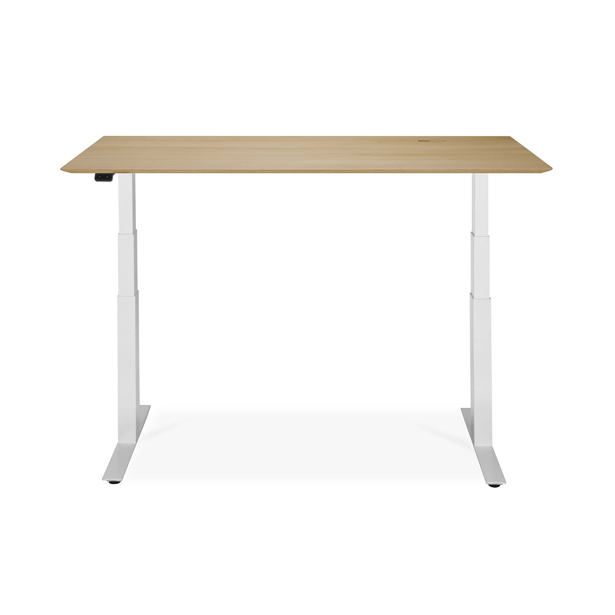 Adjustable Rectangle Desk with Cable Management - 160cm Office Desk in Oak & White | Perfect for Home Office, Study & Workspace Organization