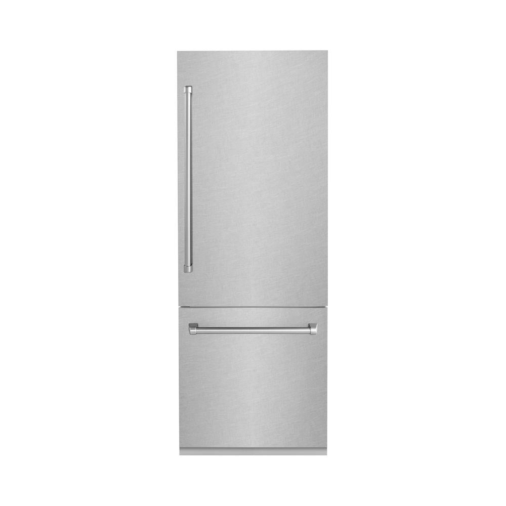 ZLINE 30 Inch 16.1 Cu Ft Built-In Bottom Freezer Refrigerator with Water Dispenser & Ice Maker - Satin Stainless Steel (RBIV SN 30) | Perfect for Modern Kitchens & Open-Concept Homes