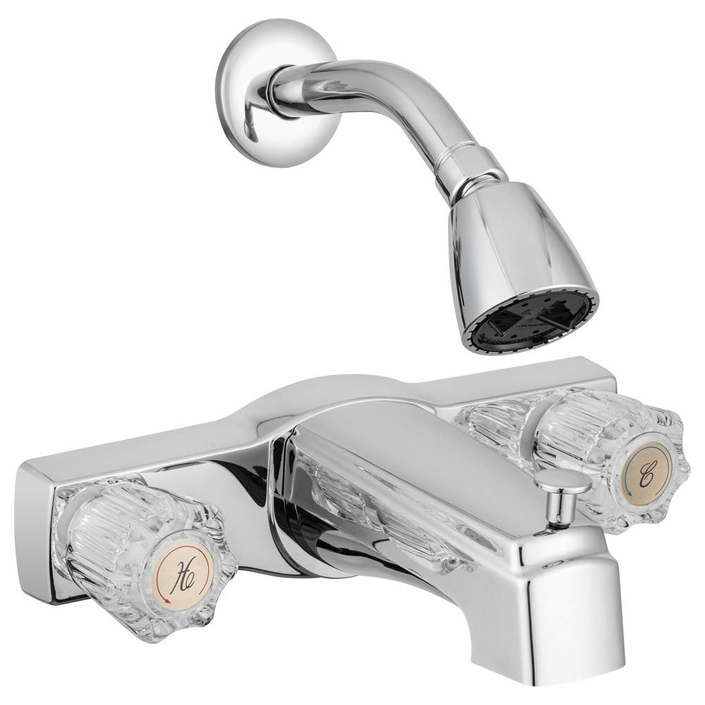 Durable Chrome Polished Tub & Shower Diverter with Shower Head - Water Saving Bathroom Faucet for Home & Hotel Use
