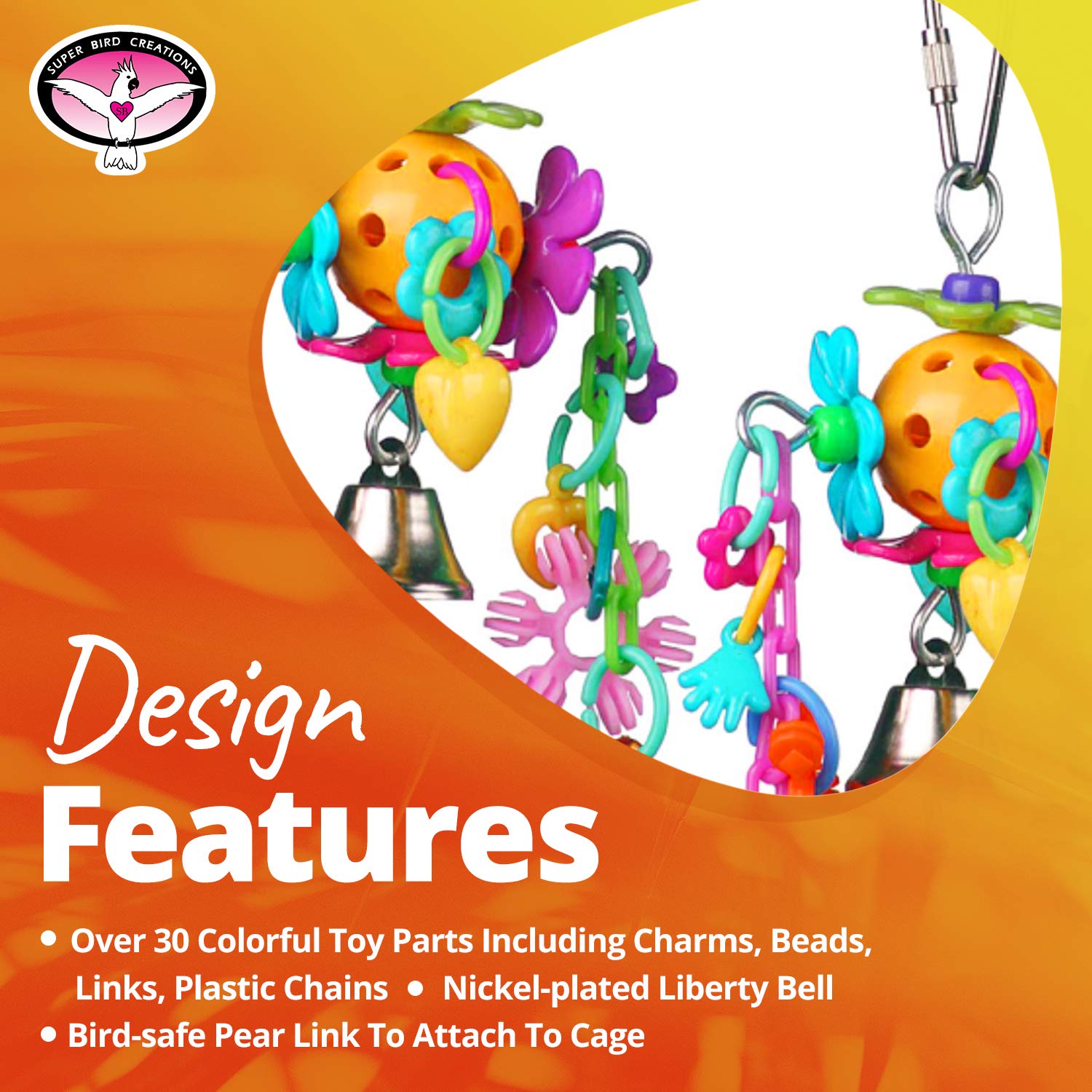 Super Bird Creations SB1088 Birdie Bouquet Toy - Colorful Chewing & Foraging Toy for Parrotlets, Parakeets, Cockatiels - Small/Medium Bird Enrichment Activity (6
