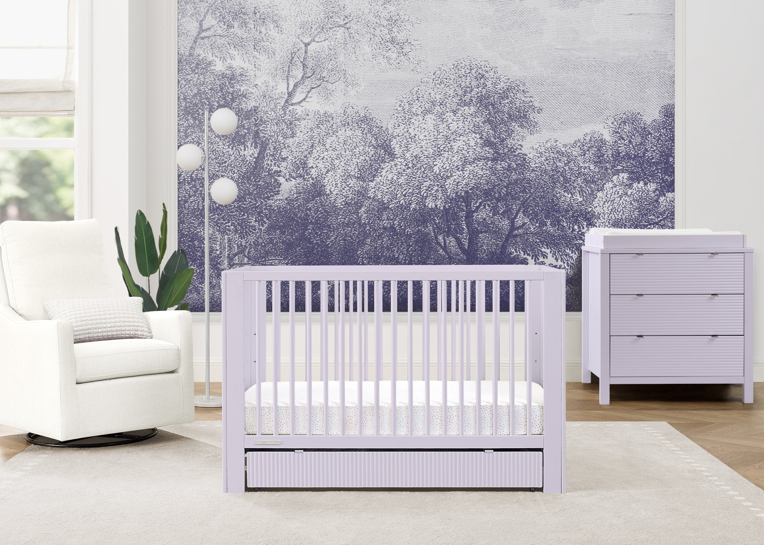 Cassie 4-in-1 Convertible Baby Crib with Storage Drawer - Nursery Furniture for Newborn to Toddler Bed - Perfect for Small Spaces & Modern Nurseries