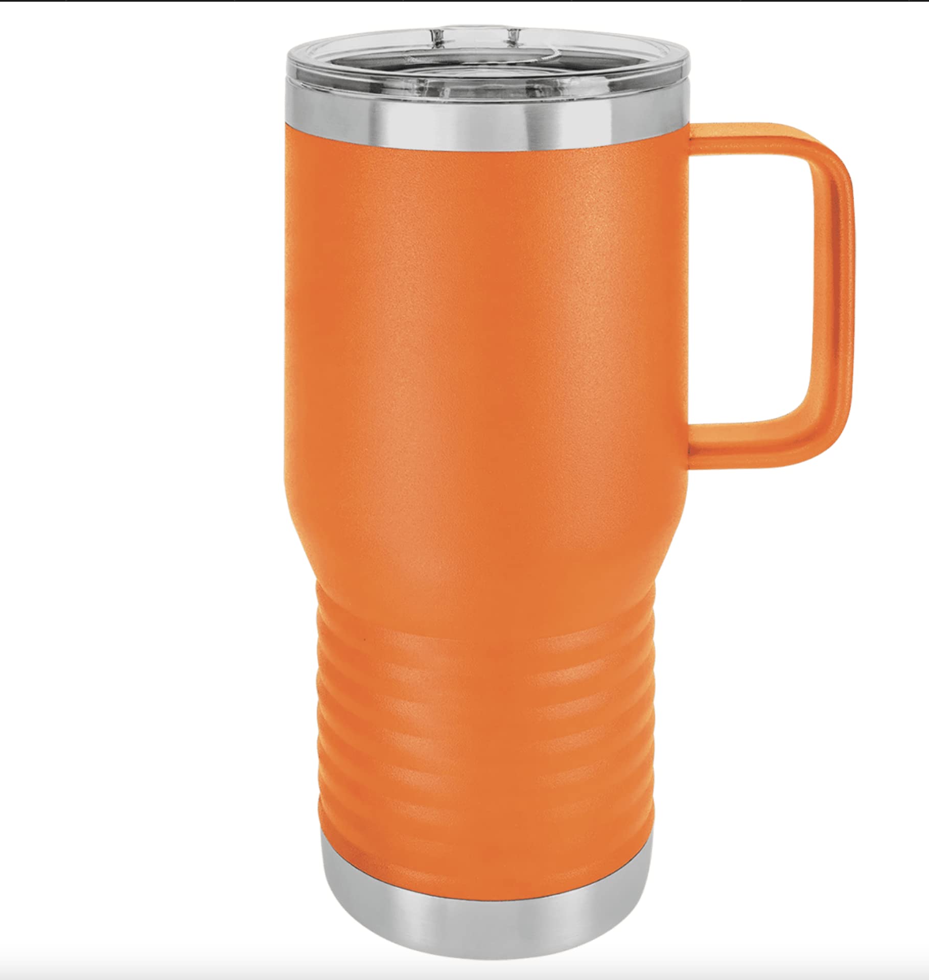Orange Patriotic 20 oz. Polar Camel Vacuum Insulated Travel Mug - Double Wall Stainless Steel Tumbler with Slider Lid & Handle, Laser Engraved Lady Liberty Design - Perfect for Coffee, Tea, Hot & Cold Drinks - Ideal for Commuting, Camping, Office & Outdoor Adventures