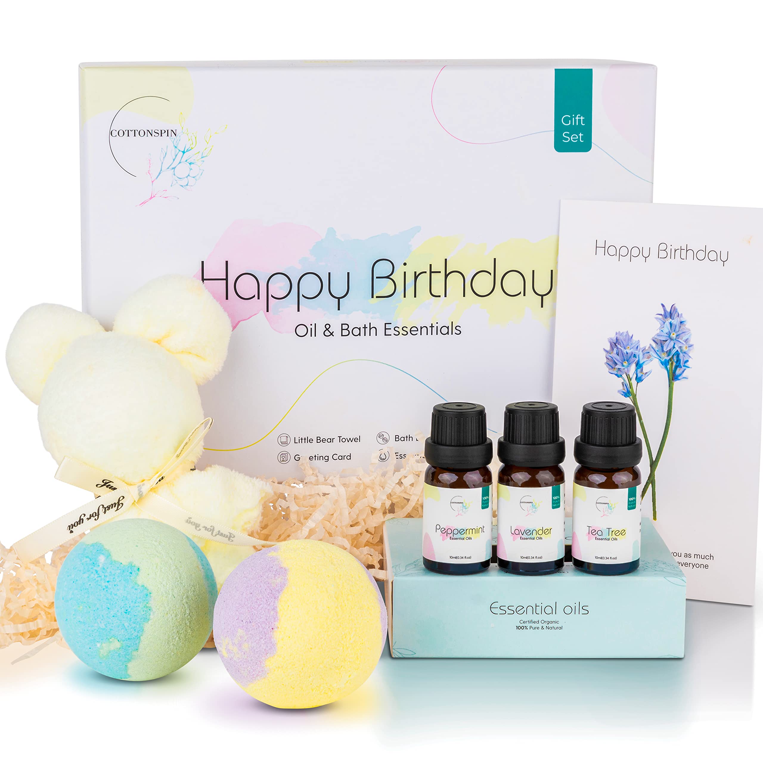 Luxury Spa Birthday Gift Set for Women - Relaxing Bath Bombs, Essential Oils, Facial Towel & Birthday Card - Perfect Gift for Her, Mom, Wife, Girlfriend or Best Friend - Ideal for Self-Care, Relaxation & Special Occasions