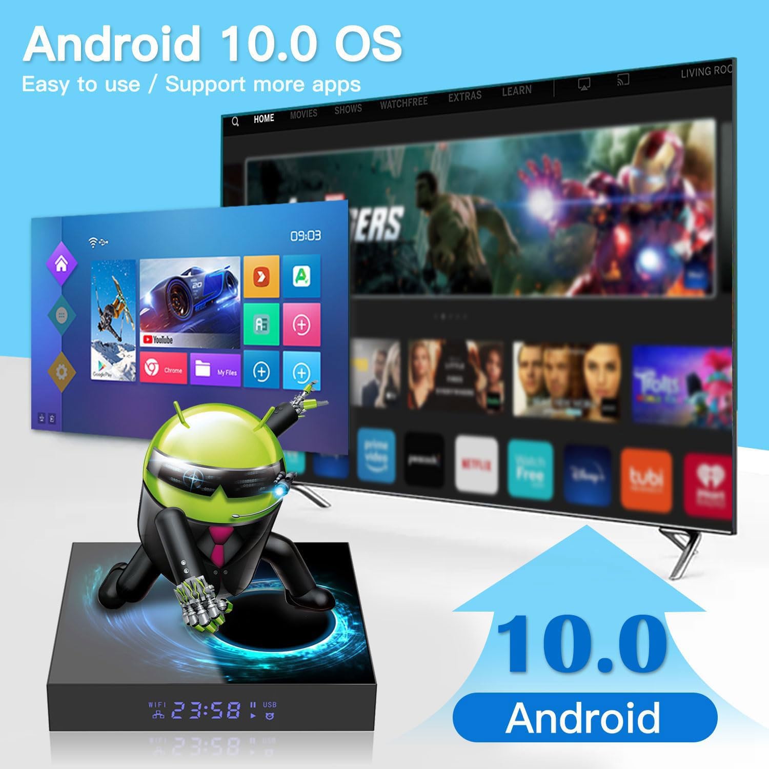 T95 Android TV Box 10.0 (2024 Model) - 4GB RAM 32GB ROM, Allwinner H616 Quad-Core Processor, 6K Ultra HD Smart Streaming Media Player with Dual-Band WiFi 2.4G/5G, H.265, Bluetooth - Perfect for Netflix, YouTube, Kodi & Home Theater Entertainment