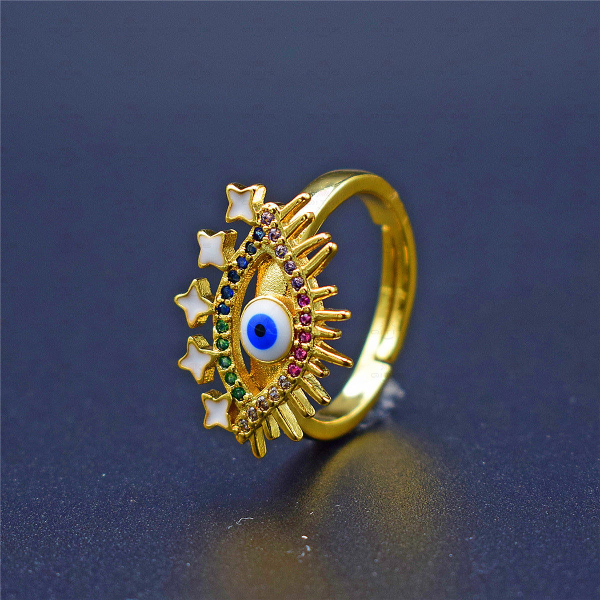 Elegant Bronze Zirconium Eye Shape Ring for Women - Boho Chic Jewelry Gift for Valentine's Day, Anniversary & Special Occasions