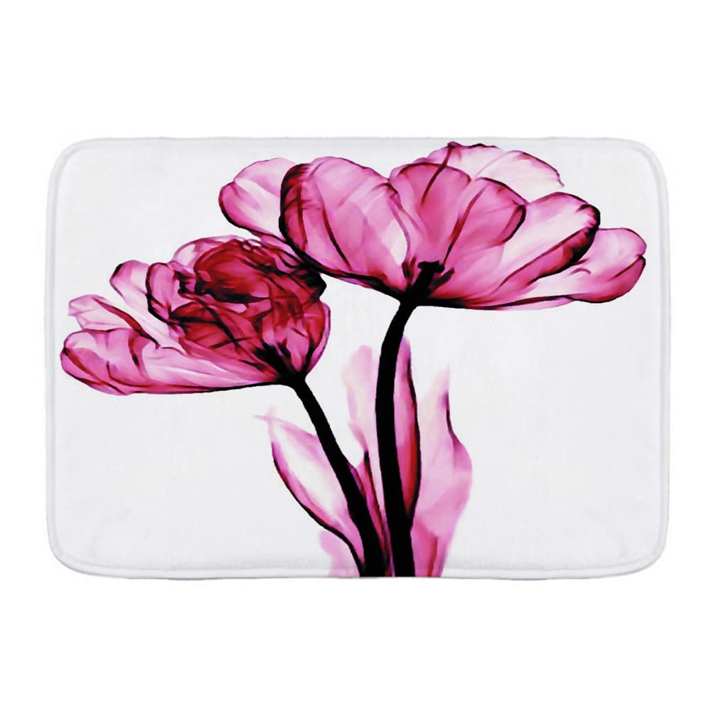 MATEKULI Floral Modern Bathroom Rug - Non-Slip Plush Bath Mat, Absorbent Kitchen & Bath Rugs, 17.7