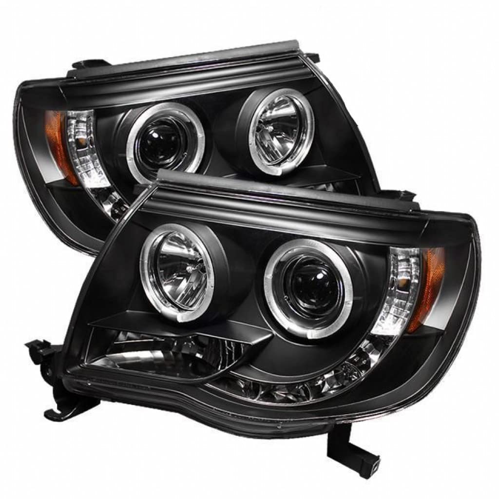 Spyder LED Halo Black Projector Headlights for 2005-2011 Toyota Tacoma - Pair (5011916) | Durable Replacement Headlights for Off-Road & Night Driving