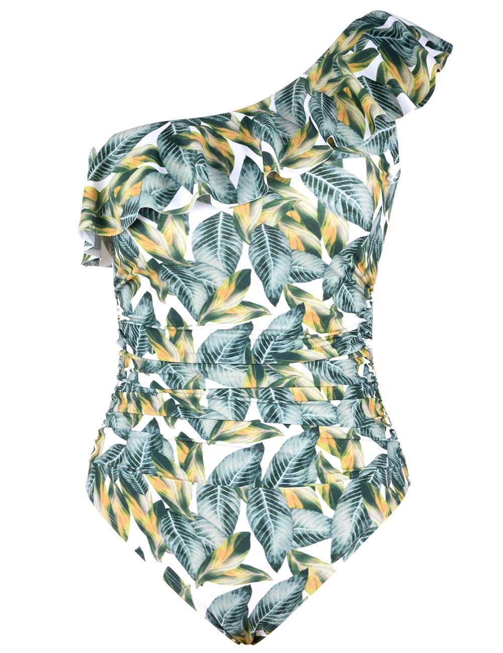 Hilor Women's One Shoulder Asymmetric Ruffle Monokini Swimwear - Sexy One Piece Bathing Suit for Beach, Pool & Vacation