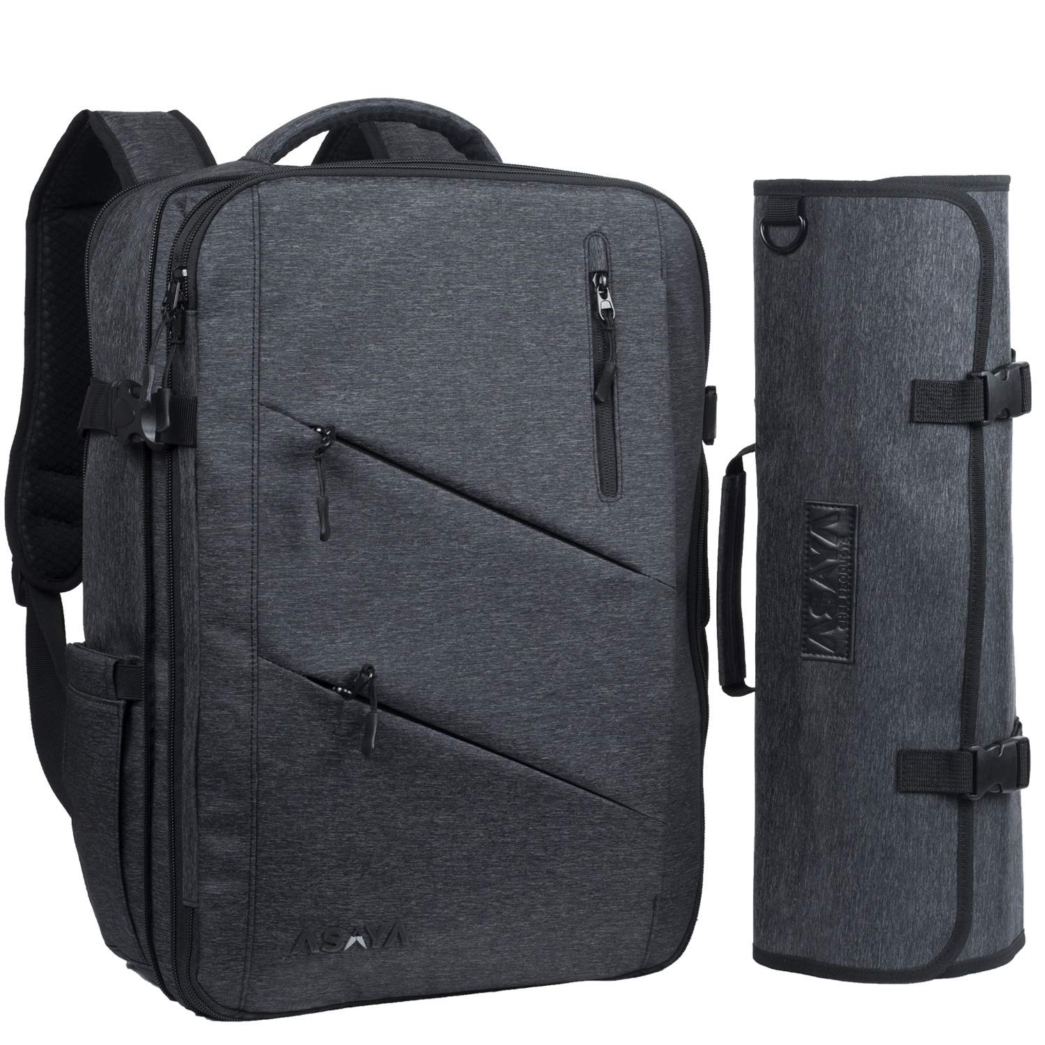 Asaya Professional Chef Knife Backpack with 20-Pocket Knife Roll Bag - Large Capacity Storage for Kitchen Knives & Utensils (30+ Pockets) - Water-Resistant Waxed Nylon with Padded Protection - Perfect for Chefs, Culinary Students & Cooking Enthusiasts (Knives Not Included) - Ideal for Restaurant Work, Culinary School & Outdoor Catering
