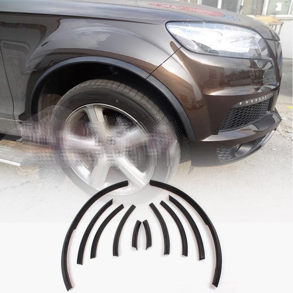 Audi Q7 RSQ7 V12 S-Line Wheel Well Lips (2006-2015) - Matte Black PU Wheel Arch Lip Fender Flares Molding Trim Eyebrow Cover - Protects Against Road Debris & Enhances Style for Off-Road & Urban Driving