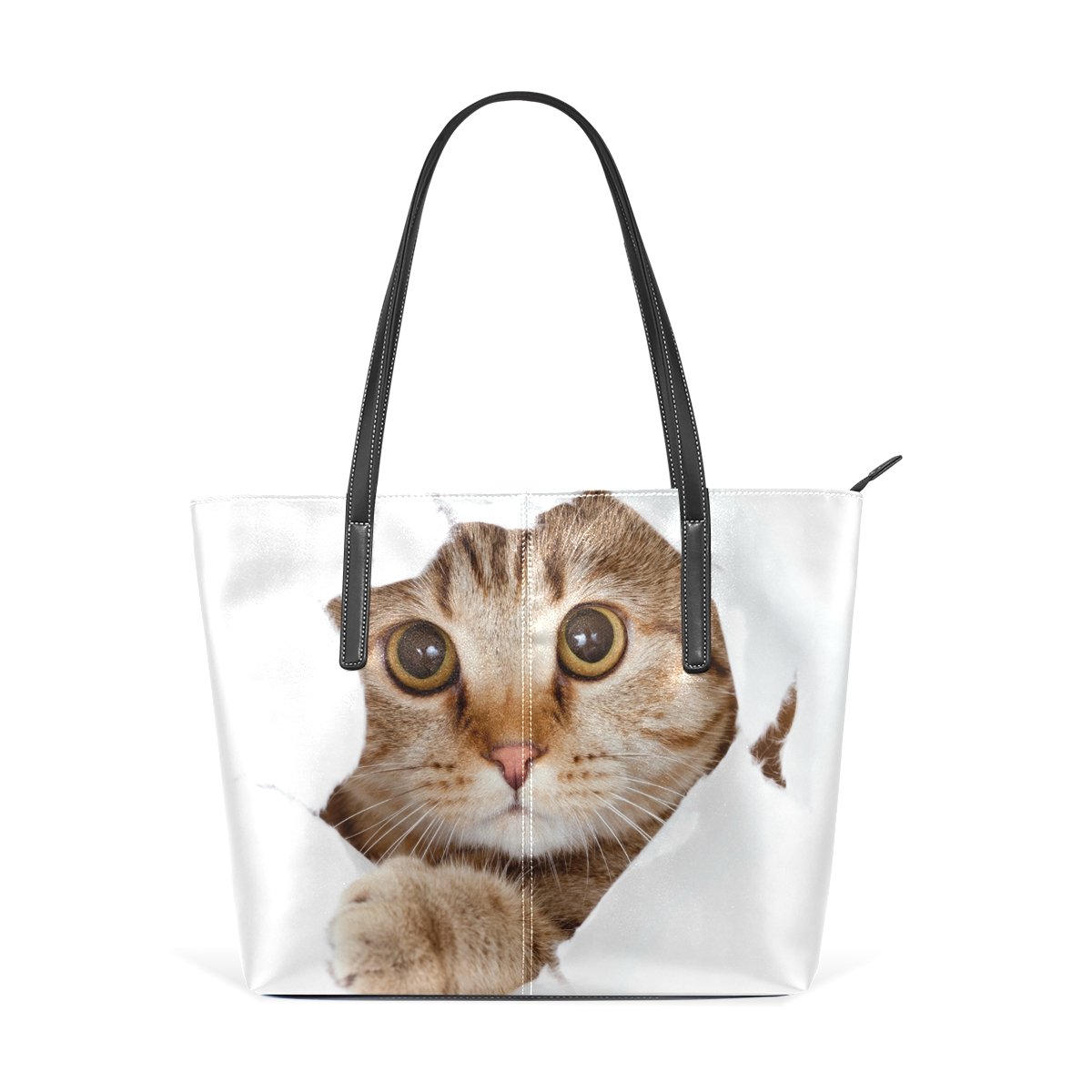 JSTEL Women's Fashion Tote Bag with Top Handle & Shoulder Strap - Stylish Cat Print Handbag for Work, Travel & Daily Use