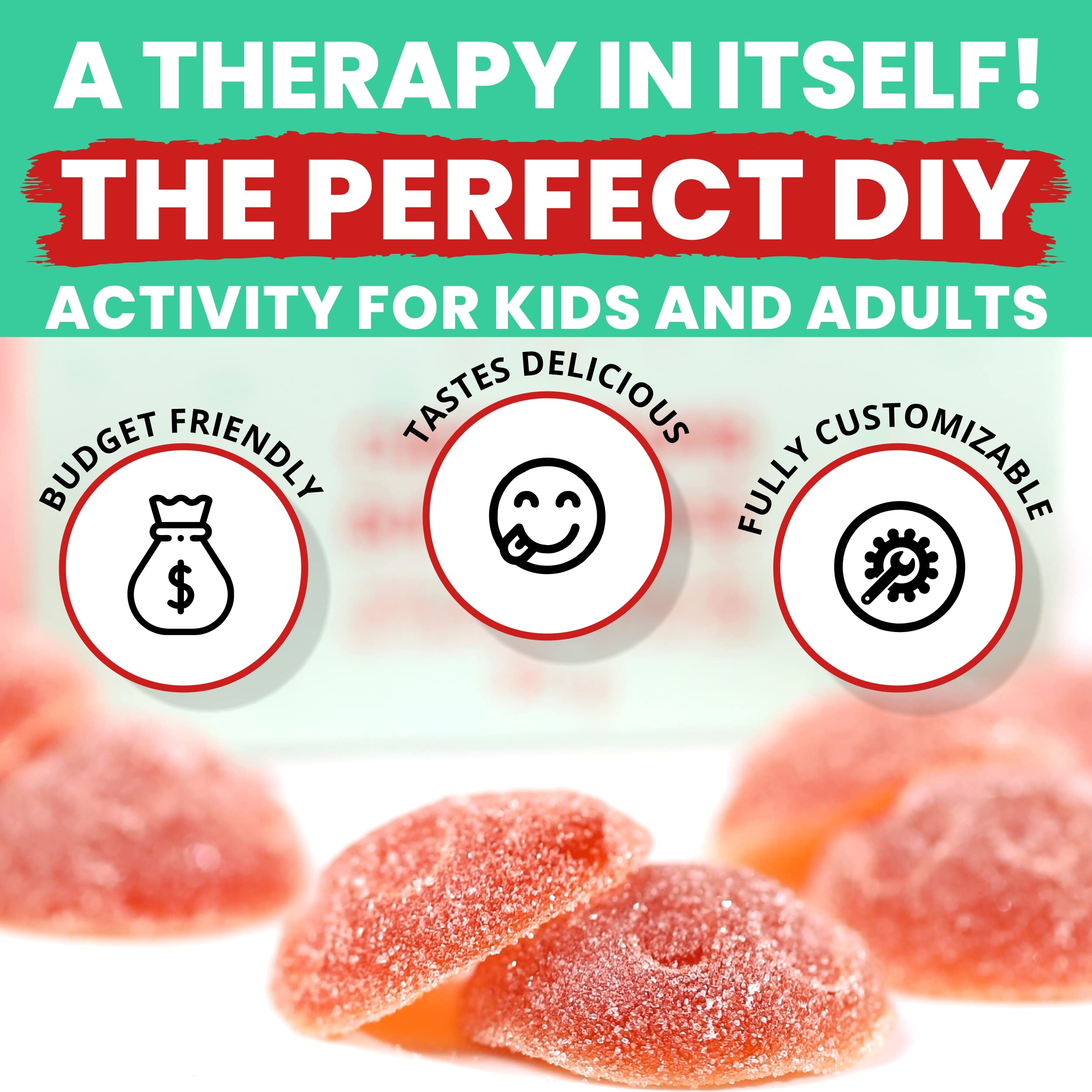Paracanna Gummy Making Refill Kit - DIY Personalized Candy for Adults - Cherry Bomb Flavor - Craft Bulk Gummy Bears, Worms & More (178g) - Perfect for Parties, Gifts & Home Candy Making