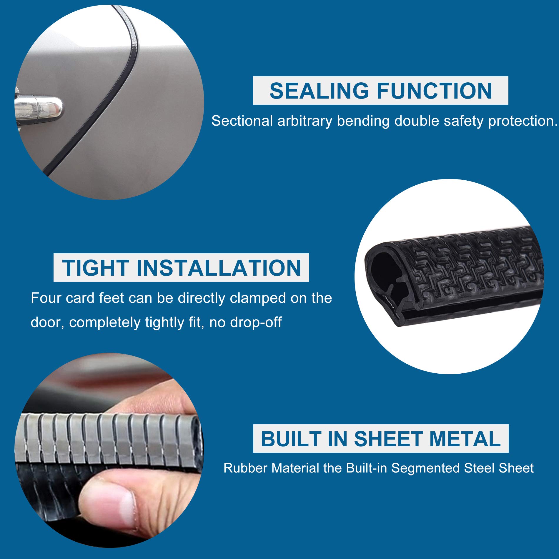 U-Shape Car Door Edge Guards 65Ft - Black Rubber Seal for Most Cars - Prevent Scratches & Dents