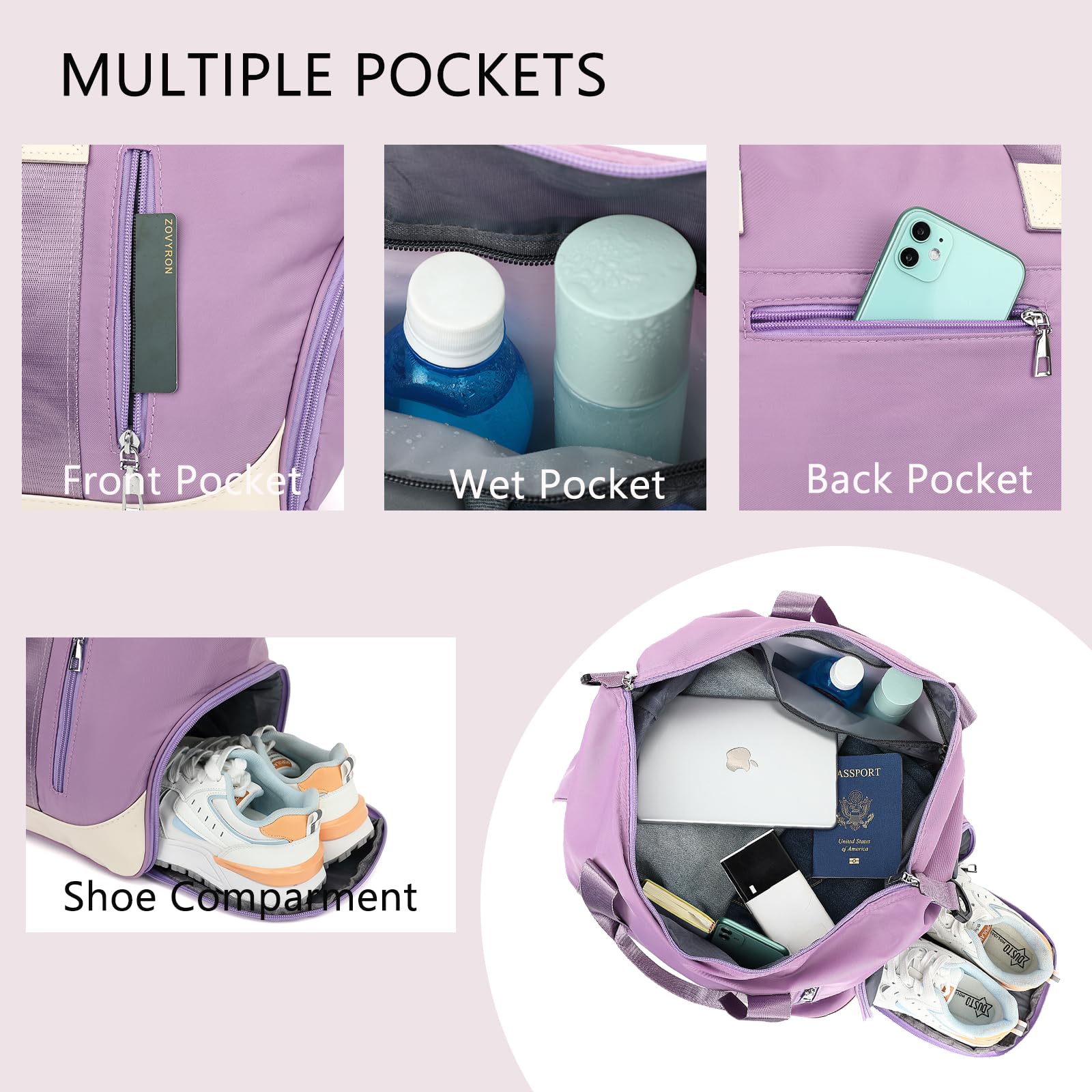 Small Sports Gym Bag & Travel Duffel Bag with Wet Pocket & Shoe Compartment - Lightweight Weekender Overnight Carry On Bag for Yoga, Workout, Gym, Travel | Perfect for Fitness Enthusiasts & Weekend Getaways