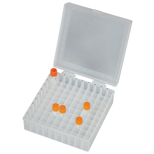 SP Bel-Art 100-Place Plastic Freezer Storage Boxes, Natural (Pack of 5) - Lab Sample Organizer for Cryogenic Freezer Storage - Ideal for Scientific Research, Medical Labs & Food Preservation