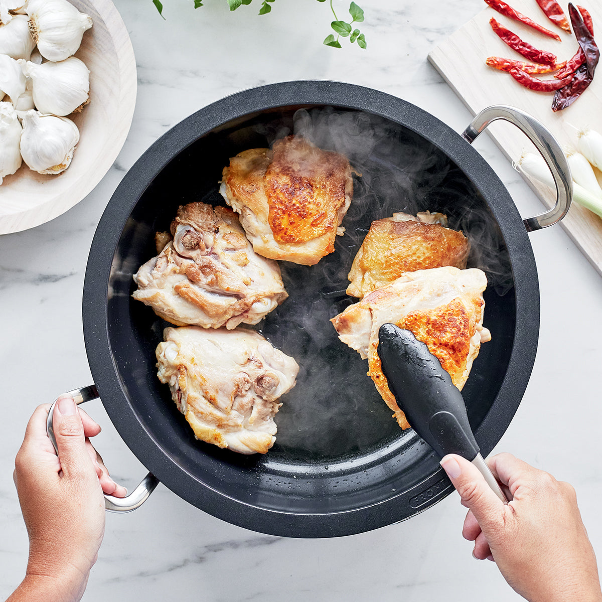 Premium Multifunction Deep Electric Skillet - 12-inch Stainless Steel Cookware with Adjustable Temperature for Frying, Sautéing & Simmering | Perfect for Home Kitchen, Camping & Dorm Cooking