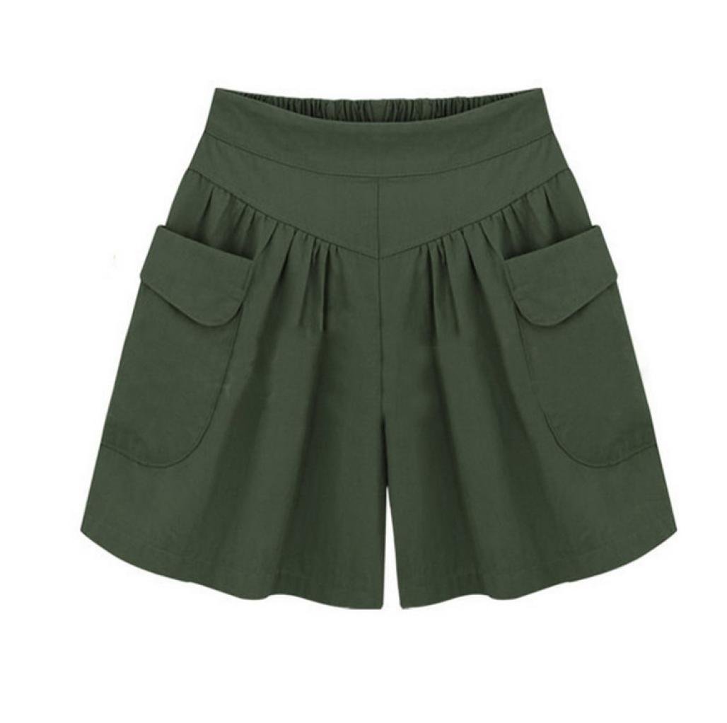 Pervobs Women's Loose Solid Shorts with Pockets - Casual & Hot Pants