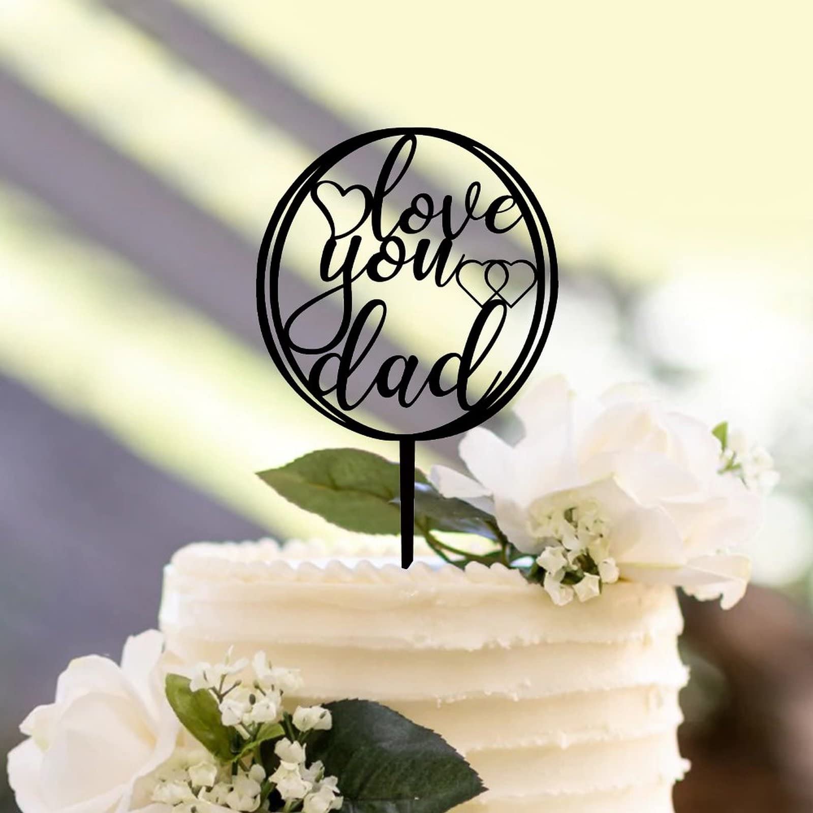 Happy Father's Day Acrylic Cake Topper - Black 'Love You Dad' Circle Decoration for Cakes | Perfect Father's Day Gift & Party Decoration | Ideal for Birthday Cakes, Cupcakes, and Dessert Tables