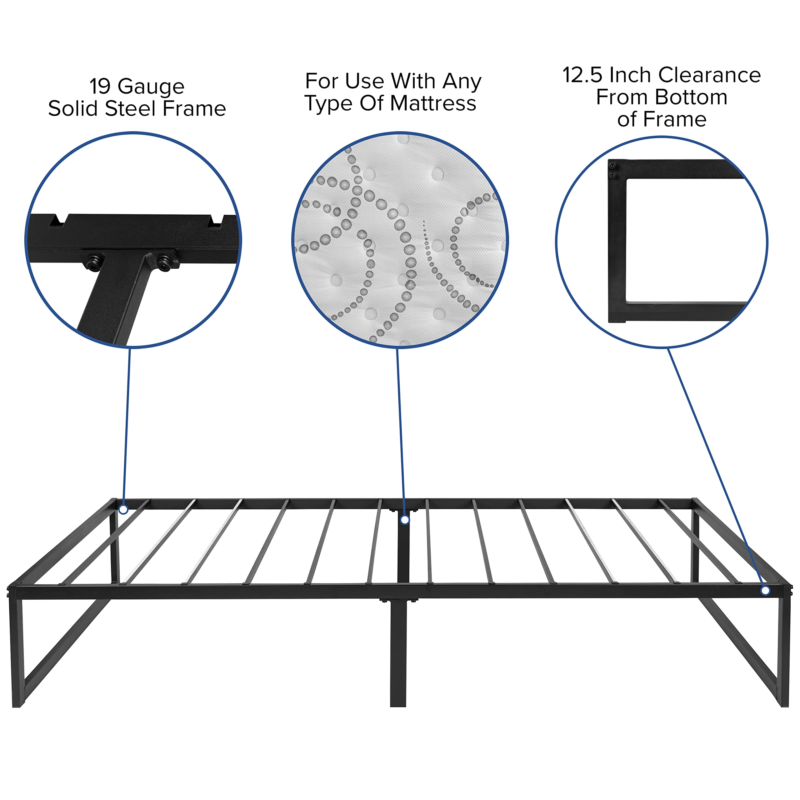 Flash Furniture 14 Inch Metal Platform Bed Frame with 10 Inch Pocket Spring Mattress in a Box - Twin Size, No Box Spring Needed | Modern Bedroom Furniture for Small Spaces, Guest Rooms & Dorm Essentials