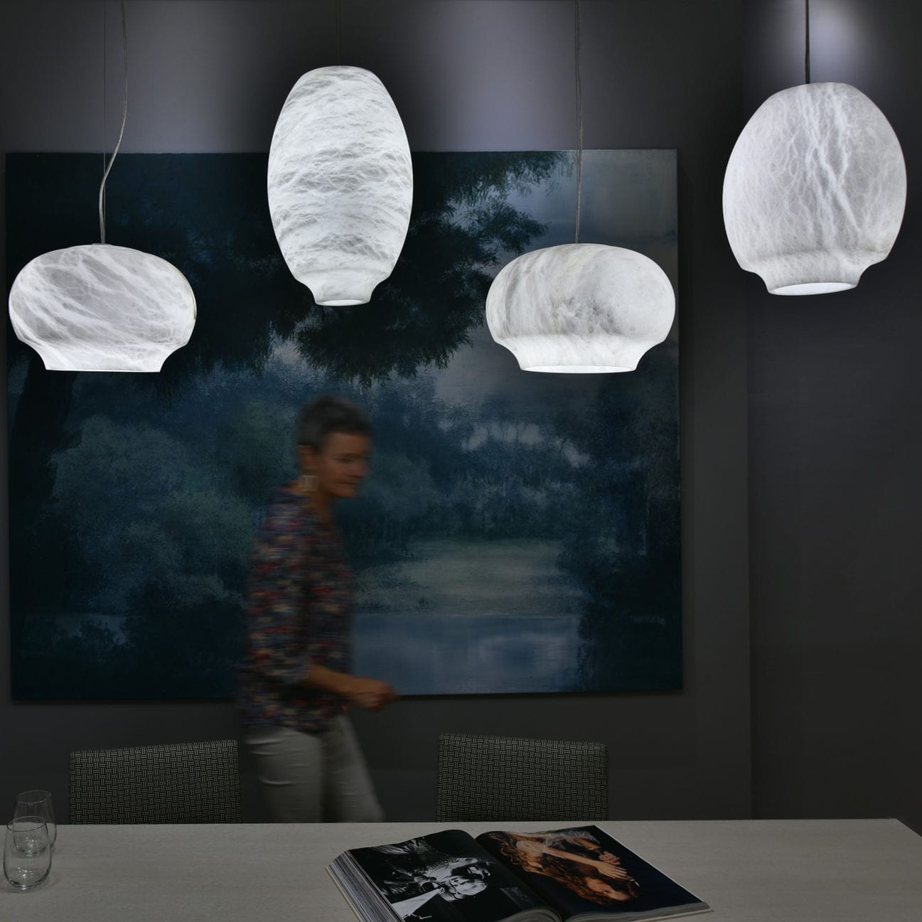 Camille Alabaster Pendant Lamp - Elegant Handcrafted Glass Ceiling Light Fixture for Dining Room, Kitchen Island & Bedroom Lighting