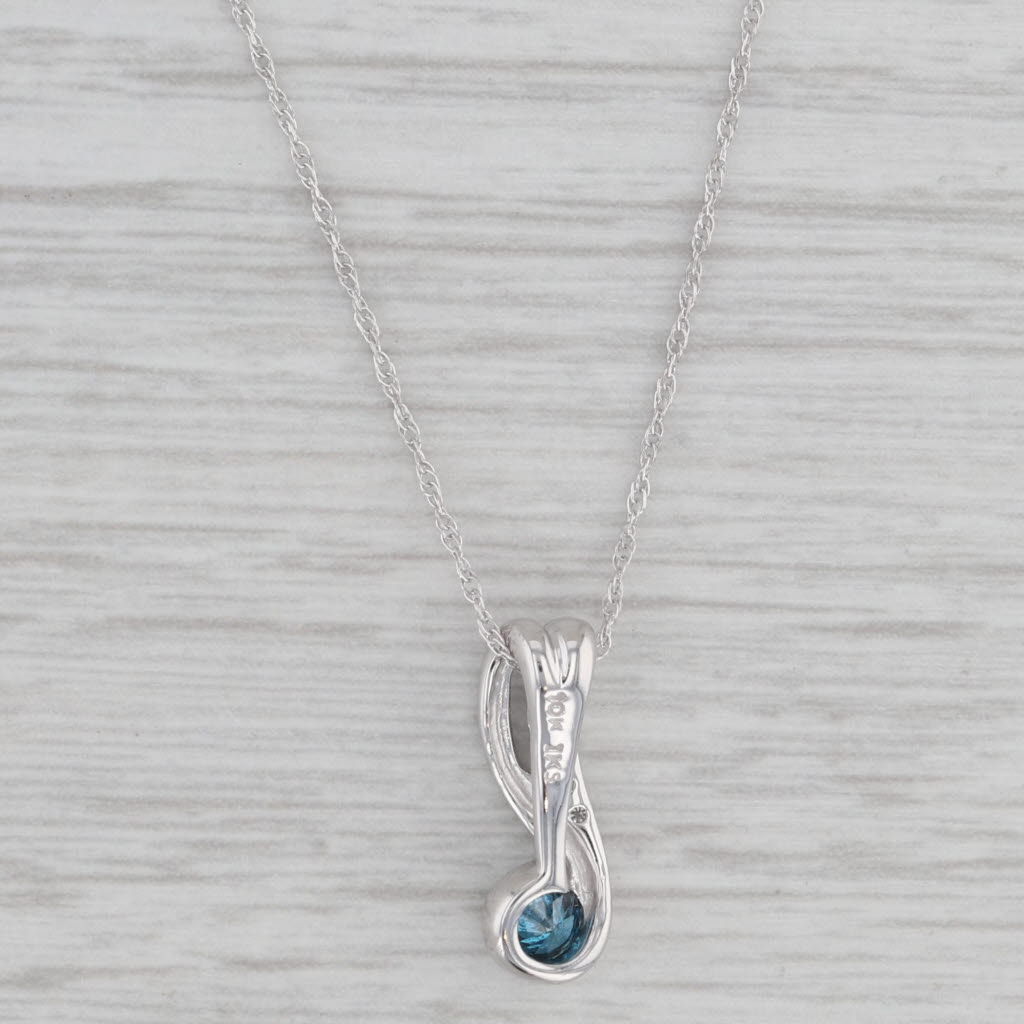 0.24ctw Blue White Diamond Pendant Necklace - 10k White Gold 18