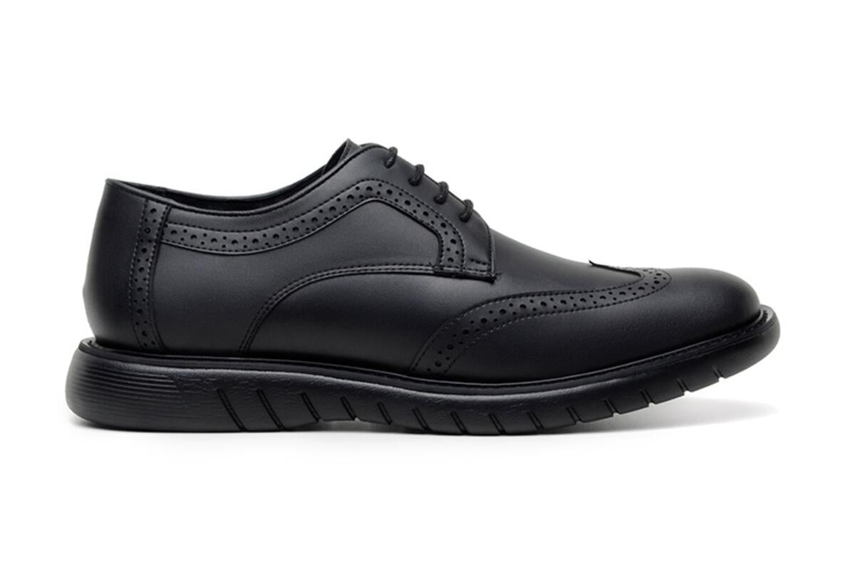 Ahimsa Black Harry Brogue Shoes for Men - Wide Width Comfortable Leather Oxfords for Business & Casual Wear