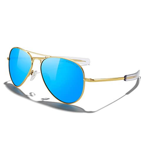 23k Gold Frame/Blue Mirror Polarized Lens
