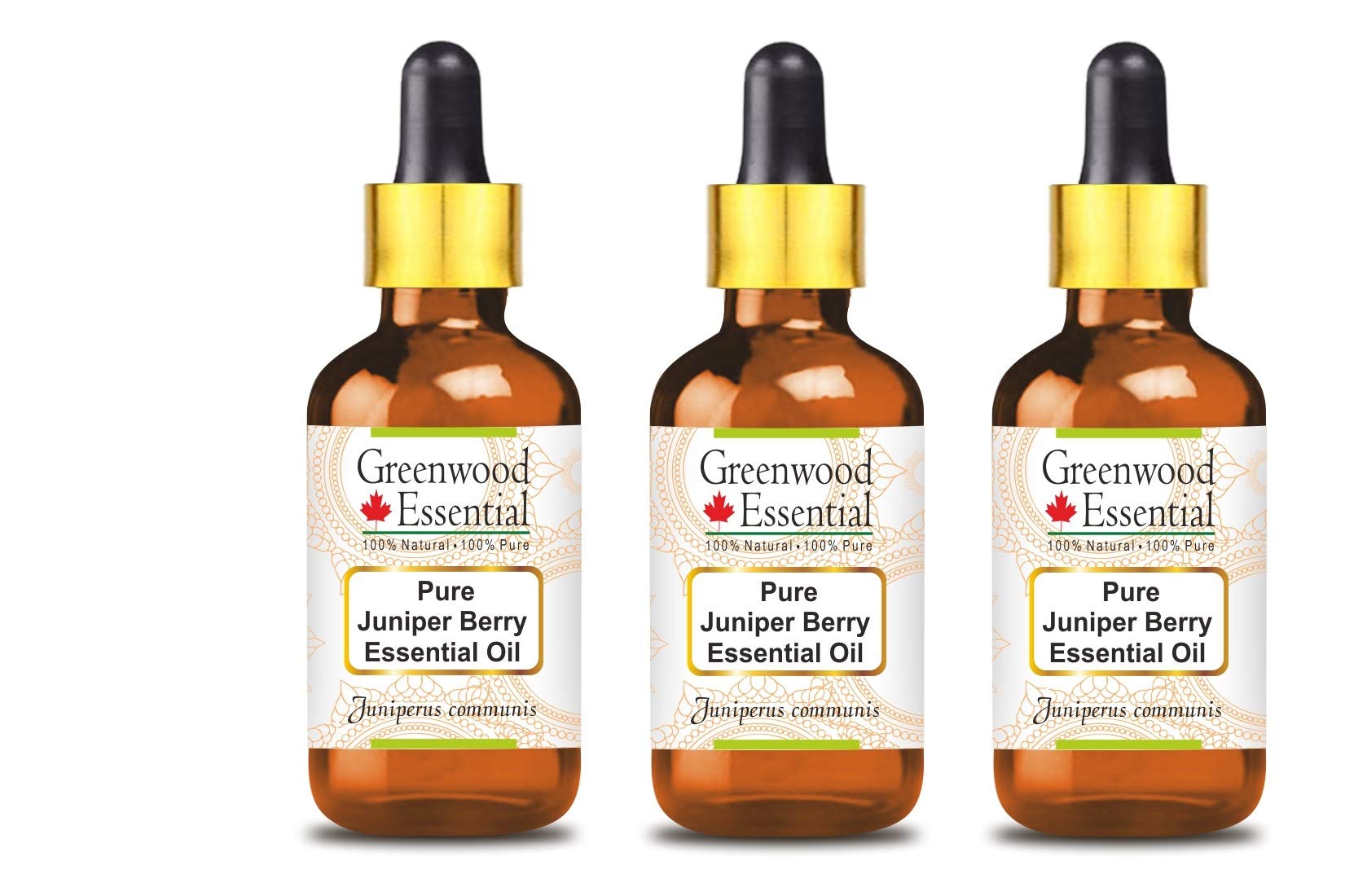 Pure Juniper Berry Essential Oil (Juniperus communis) - 100% Natural, Steam Distilled, Therapeutic Grade with Glass Dropper - 3-Pack (10.1oz Total) for Aromatherapy, Massage & DIY Skincare