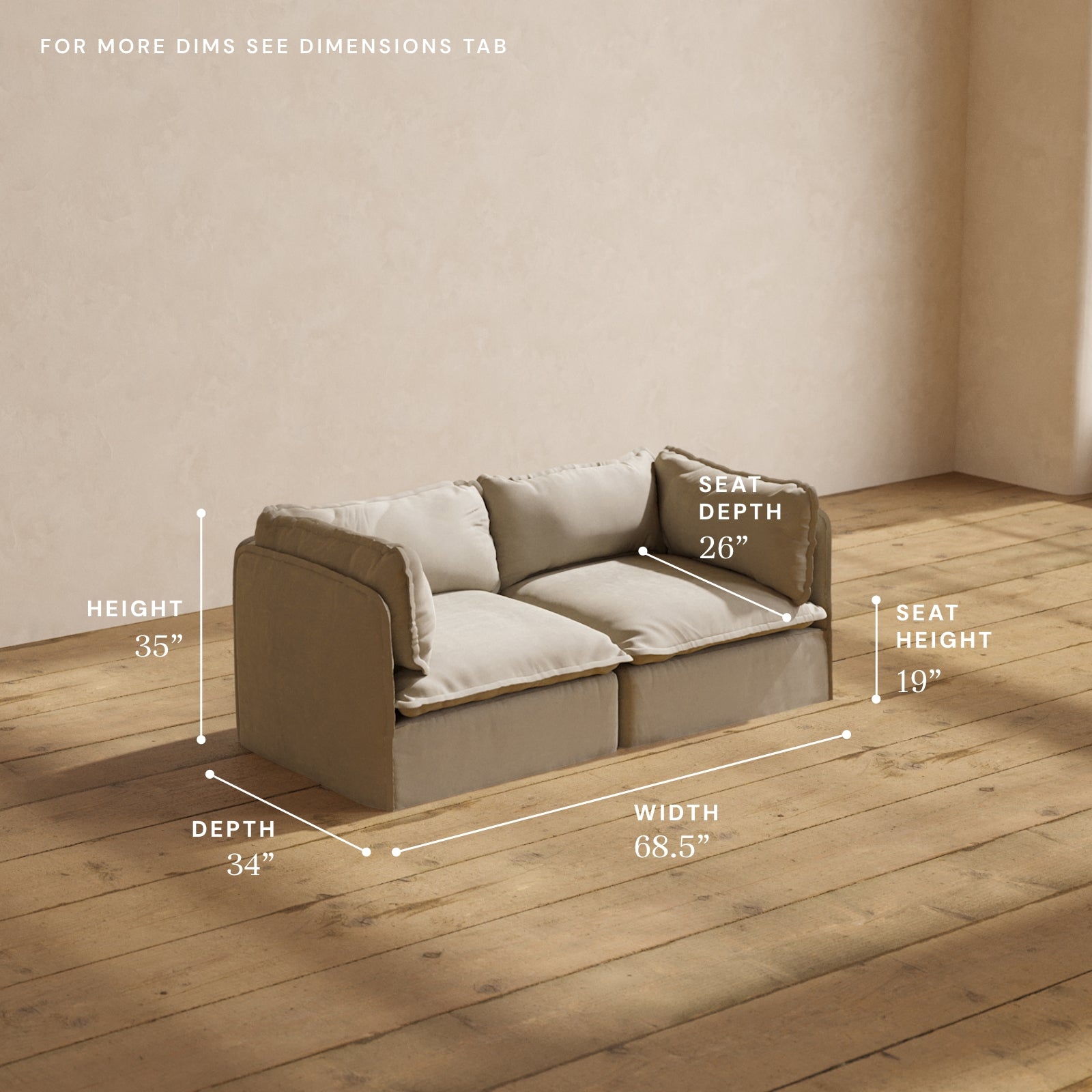 Premium Modular Performance 2-Seater Sofa in Dune Color | Luxe Blend Fabric | Perfect for Living Rooms, Home Theaters & Office Lounges