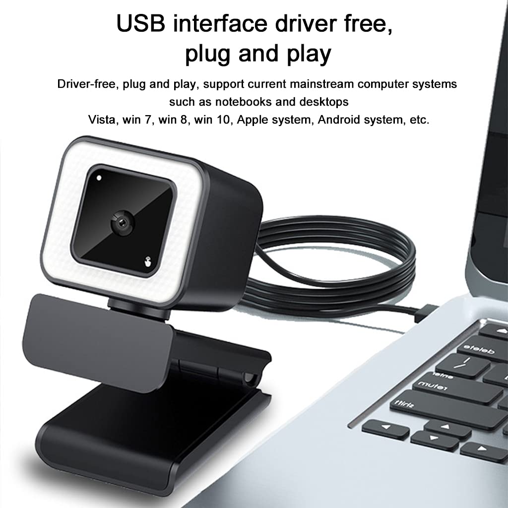 LARUISEE USB Webcam with Auto Focus & 3-Level Fill Light - HD Computer Camera for Video Conferencing, Live Streaming, Online Classes & Remote Work
