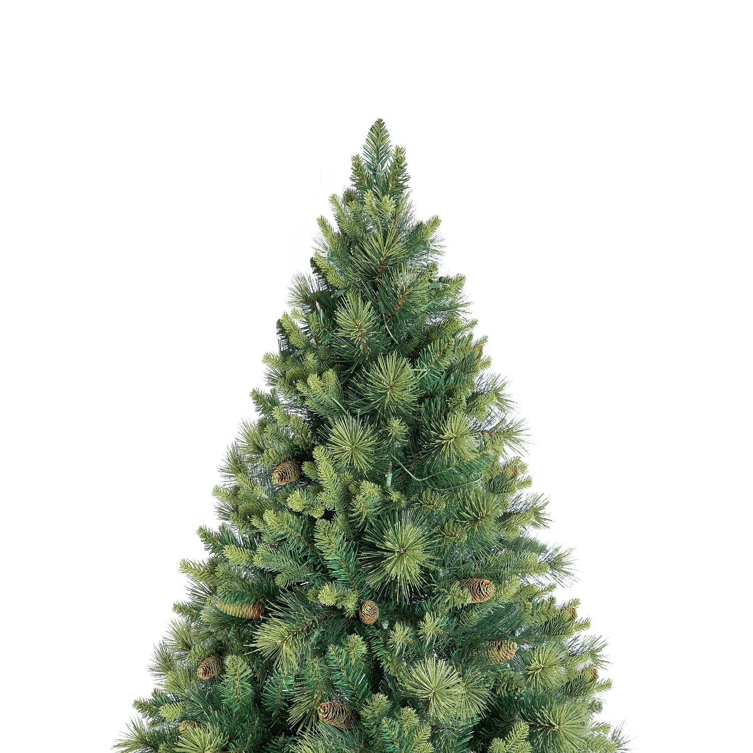 7.5ft Prelit Artificial Christmas Tree with Pine Cones & Foot Pedal - 1556 Branch Tips, 750 Warm White LED Lights & Sturdy Metal Stand - 61