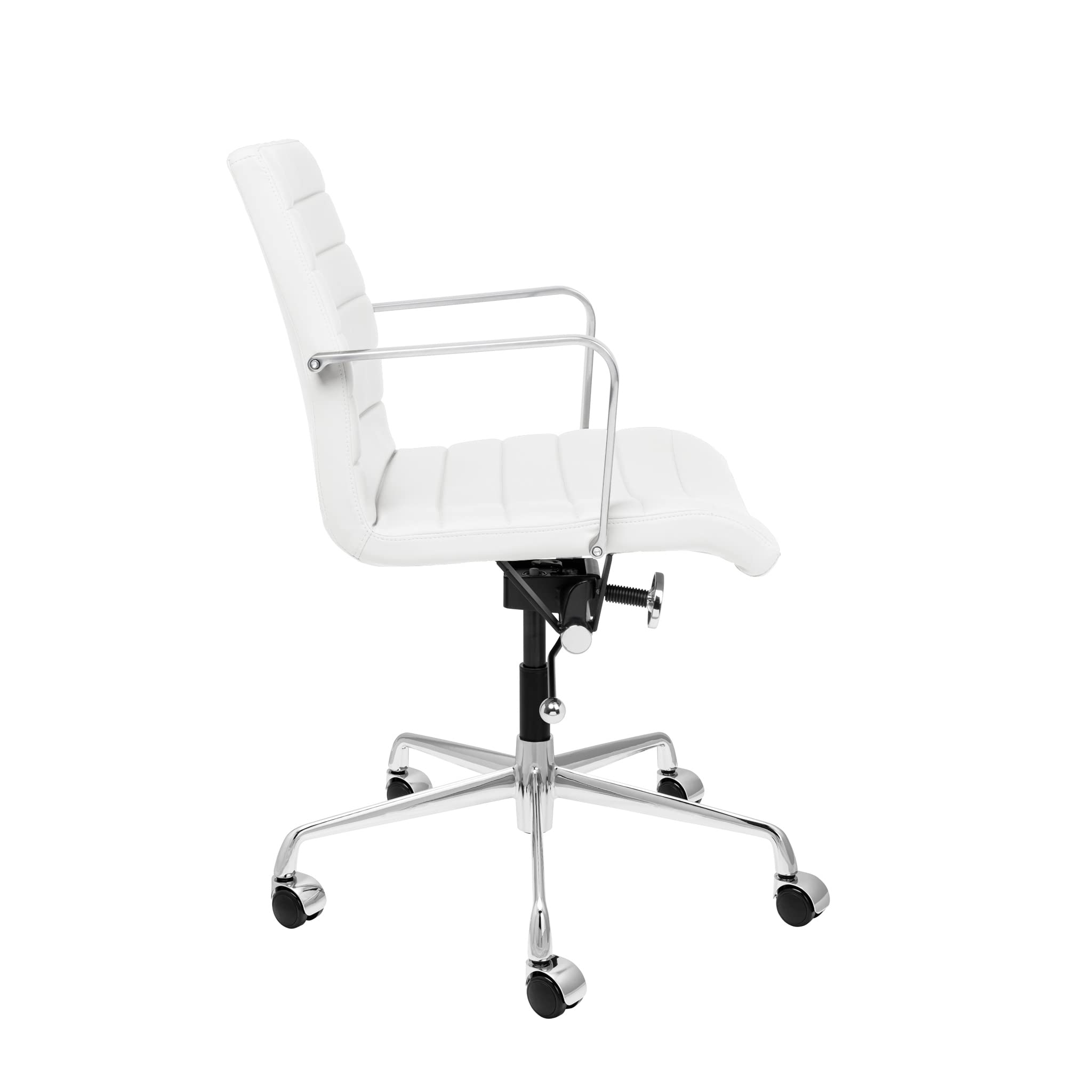 Laura Davidson SOHO II Mid Back Office Chair - Ergonomic Ribbed Desk Chair with Armrest & Swivel, Faux Leather Computer Chair for Home & Office Workspace - Perfect for Long Hours of Sitting, Video Conferencing and Remote Work