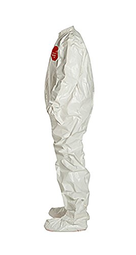 DuPont Tychem 4000 SL121T Chemical Resistant Coverall with Attached Socks - White XL (4-Pack) | Elastic Cuffs & Taped Seams for Maximum Protection | Ideal for Hazardous Chemical Handling, Lab Work & Industrial Safety
