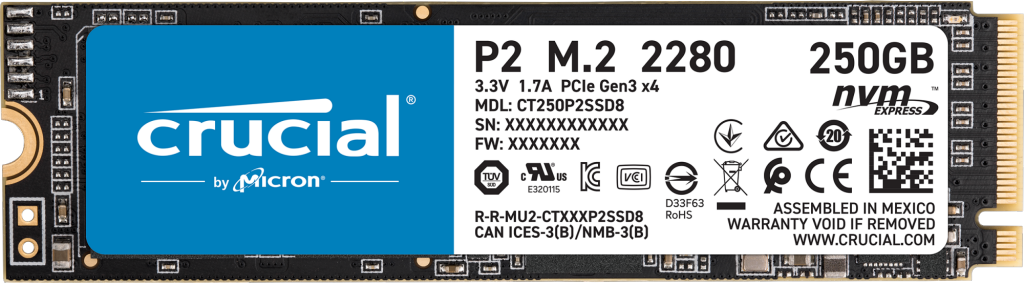 Crucial P2 3D NAND NVMe PCIe M.2 Internal SSD - 250GB/500GB/1TB/2TB High-Speed Storage for Gaming, Laptops & PC Upgrades | Fast Boot & Load Times