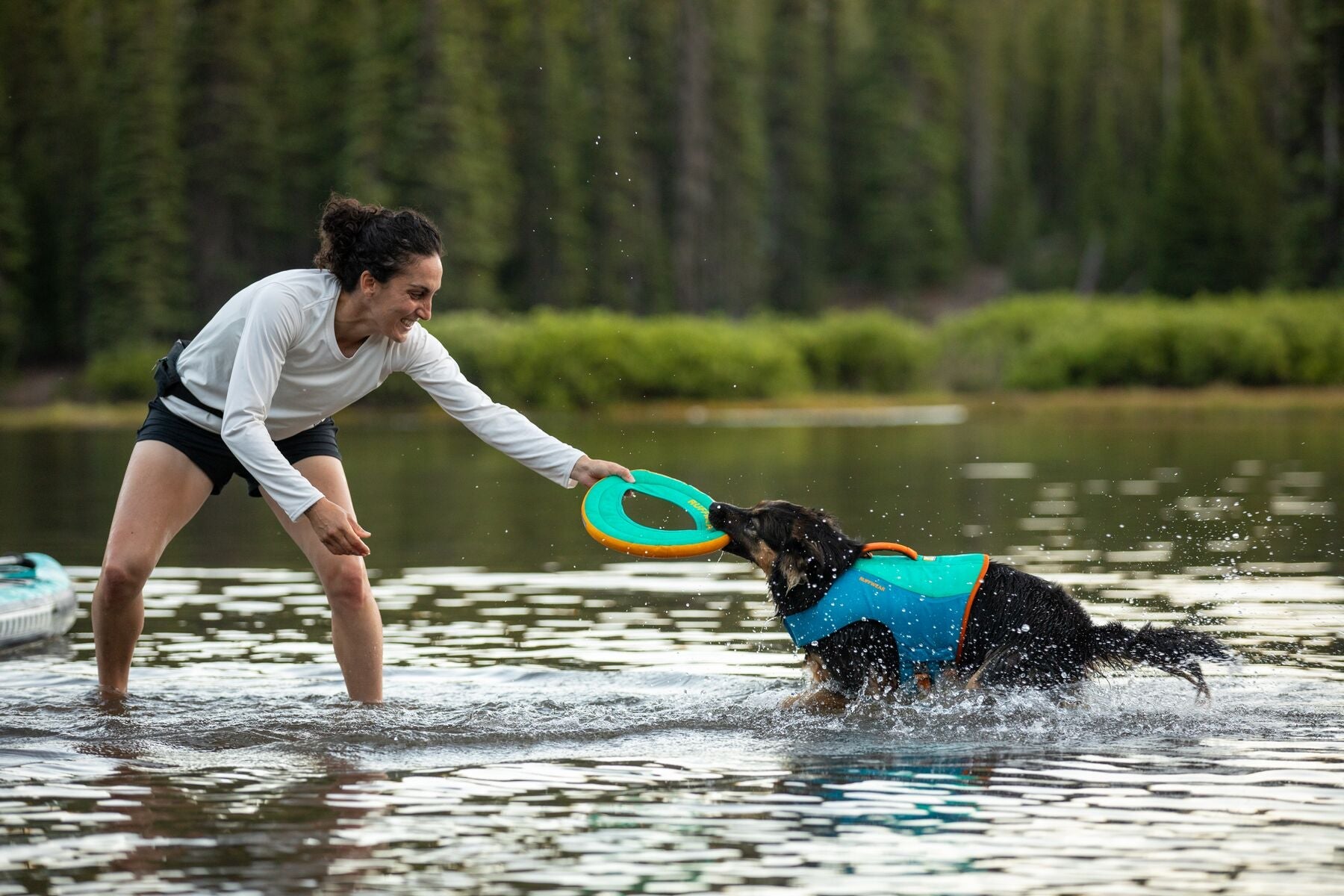 Hydro Plane™ Bioluminescent Blue Floating Dog Disc - Water Fetch Toy for Dogs - Ruffwear® - Perfect for Beach, Pool & Outdoor Play