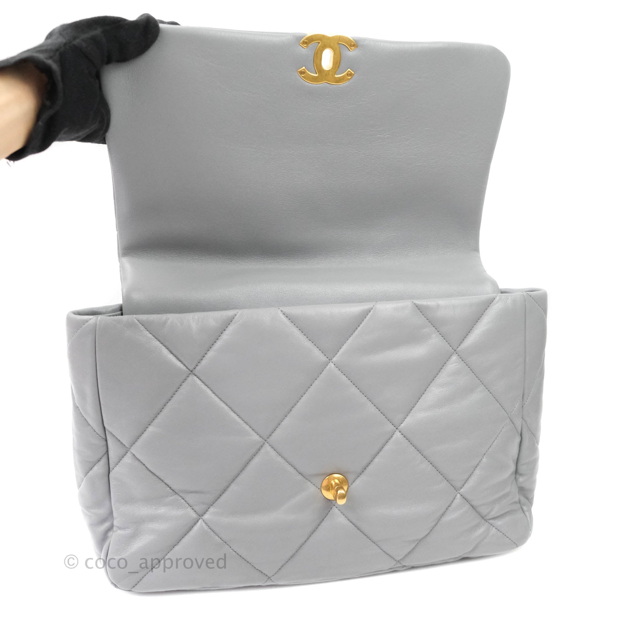 Chanel 19 Large Grey Goatskin Mixed Hardware Flap Bag - Luxury Designer Handbag for Women | Perfect for Work, Evening Events & Everyday Use
