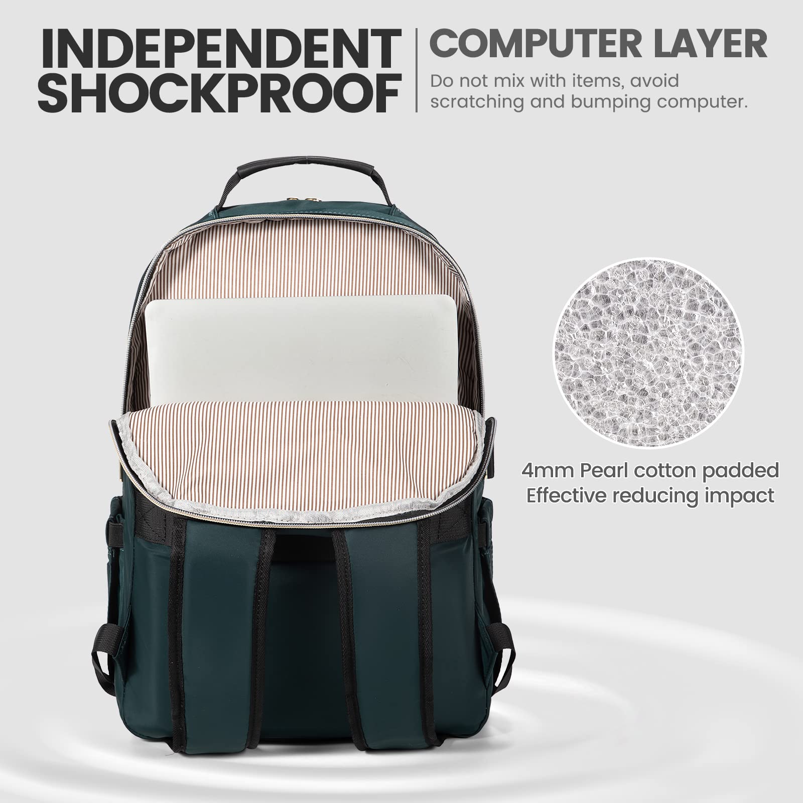 LOVEVOOK 17.3 Inch Waterproof Laptop Backpack for Women - Stylish USB Charging Travel Backpack Purse, Professional Business Work Bag for College, Teacher & Commuters - Perfect for Office, School & Airplane Carry-on (Blue-Green)