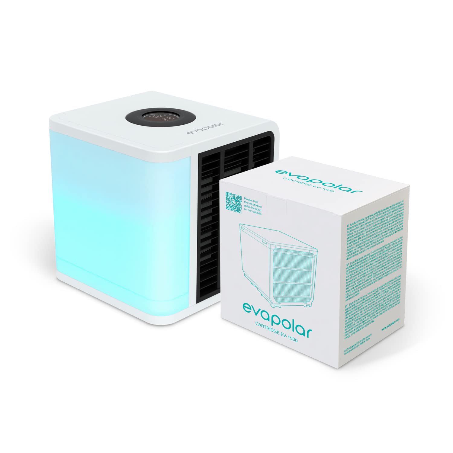 Evalight Portable Air Cooler - White with Extra Cartridge | Personal Cooling Fan for Home, Office & Outdoor Use