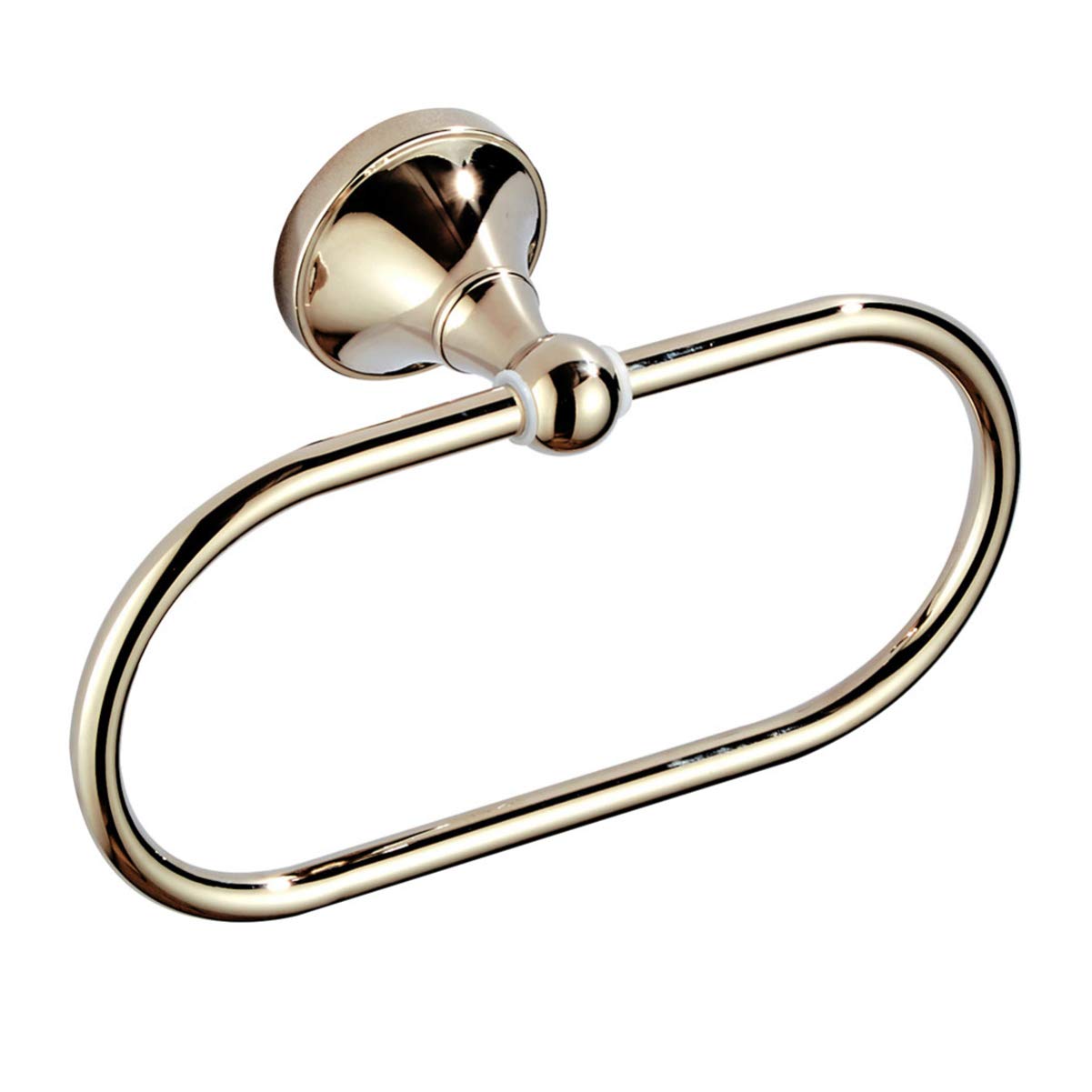 VOSAREA Oval Copper Towel Ring - Modern Chrome Bathroom Towel Holder for Toilet, Kitchen & Bathroom - Rust-Resistant Wall-Mounted Hanging Hook (Golden Finish) - Perfect for Spa, Guest Bath & Luxury Home Decor