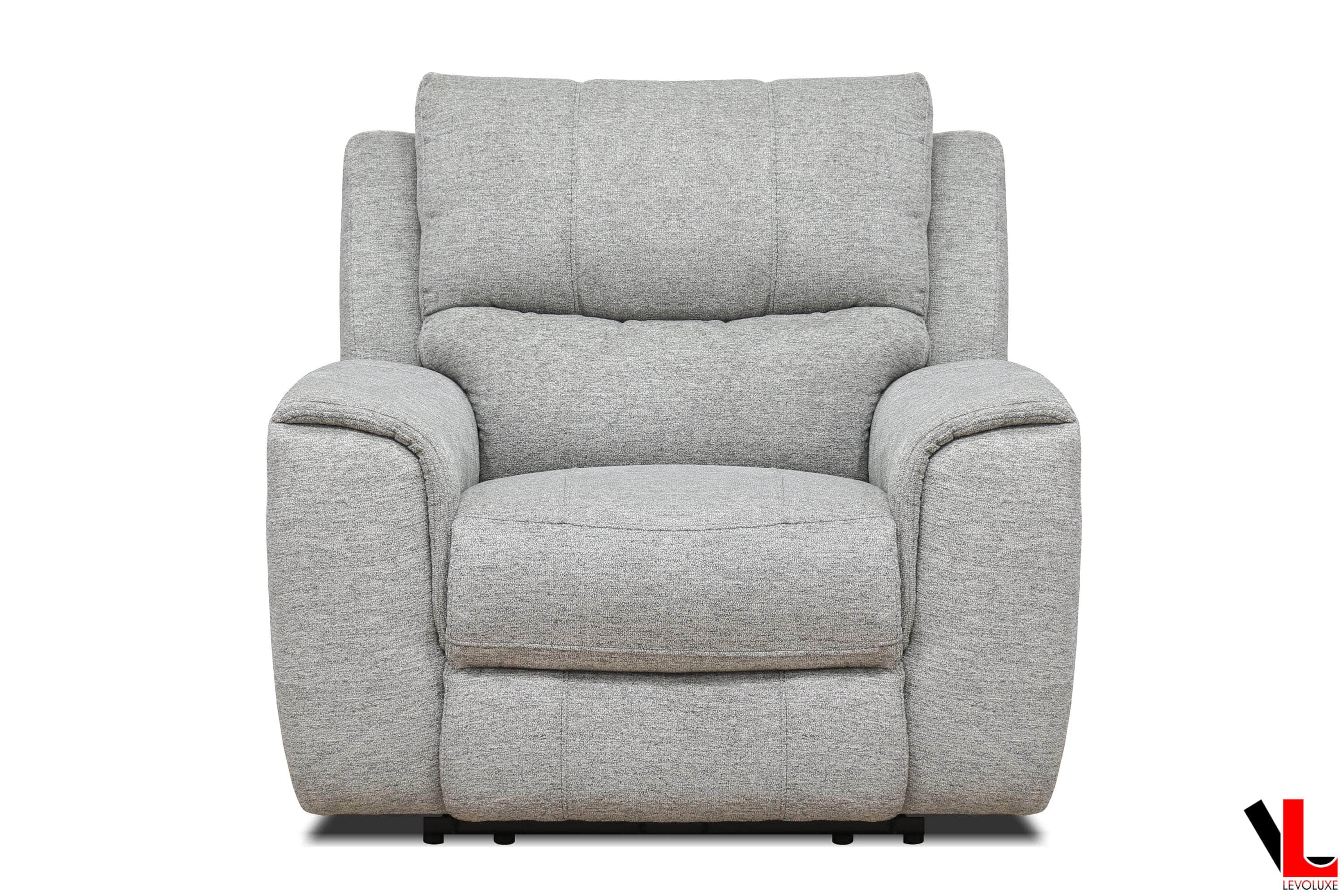 Sentinel 43 Power Reclining Chair with Adjustable Headrest - Soft Tweed Ash Fabric - Comfortable Living Room Recliner for Home Theater, Reading & Relaxation