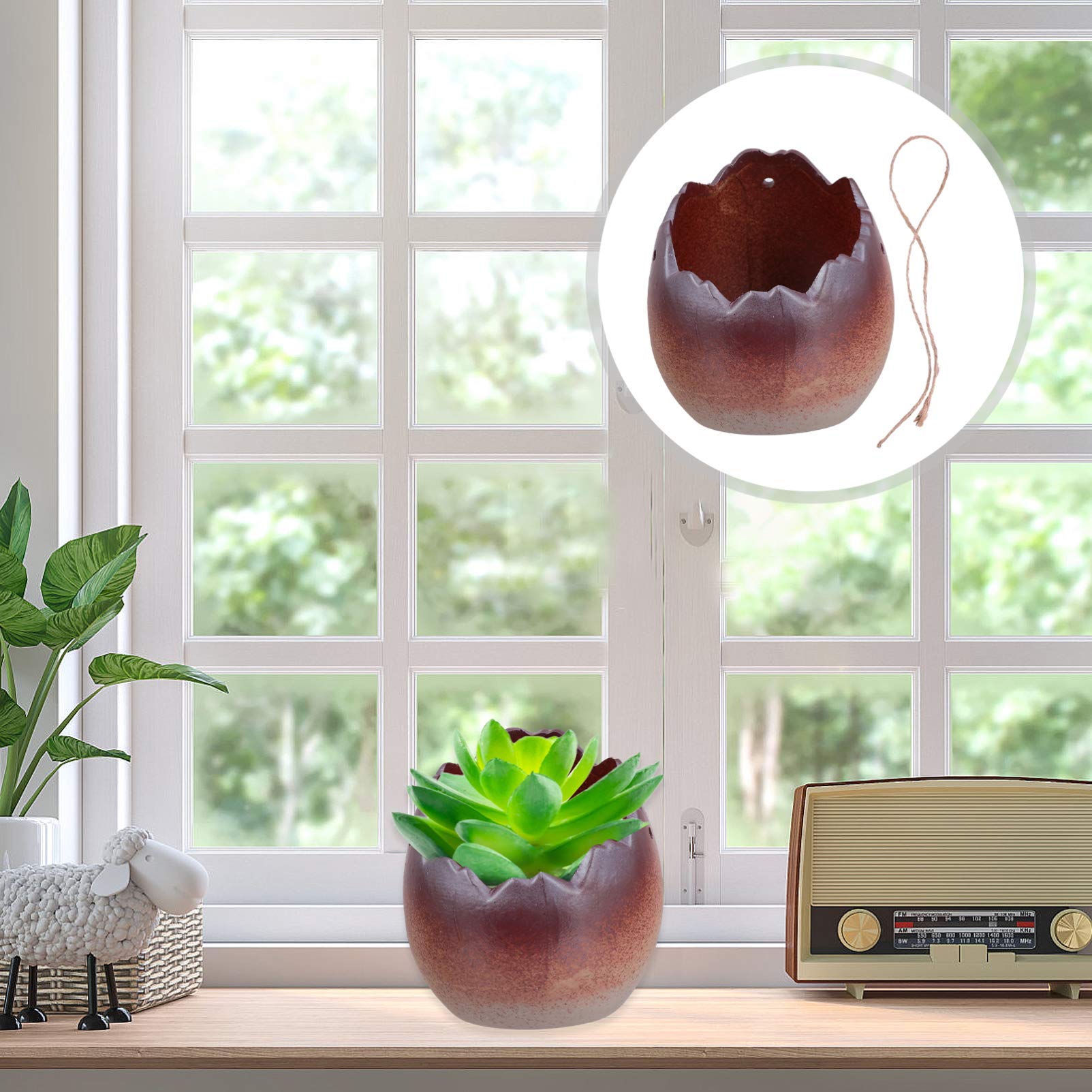 Cabilock Ceramic Hanging Egg Shell Flower Pot - Wall Mount Planter for Succulents, Wedding Decor, Desk Topper & Garden Decorations | Perfect for Indoor Plants, Home Decor & Gift Ideas