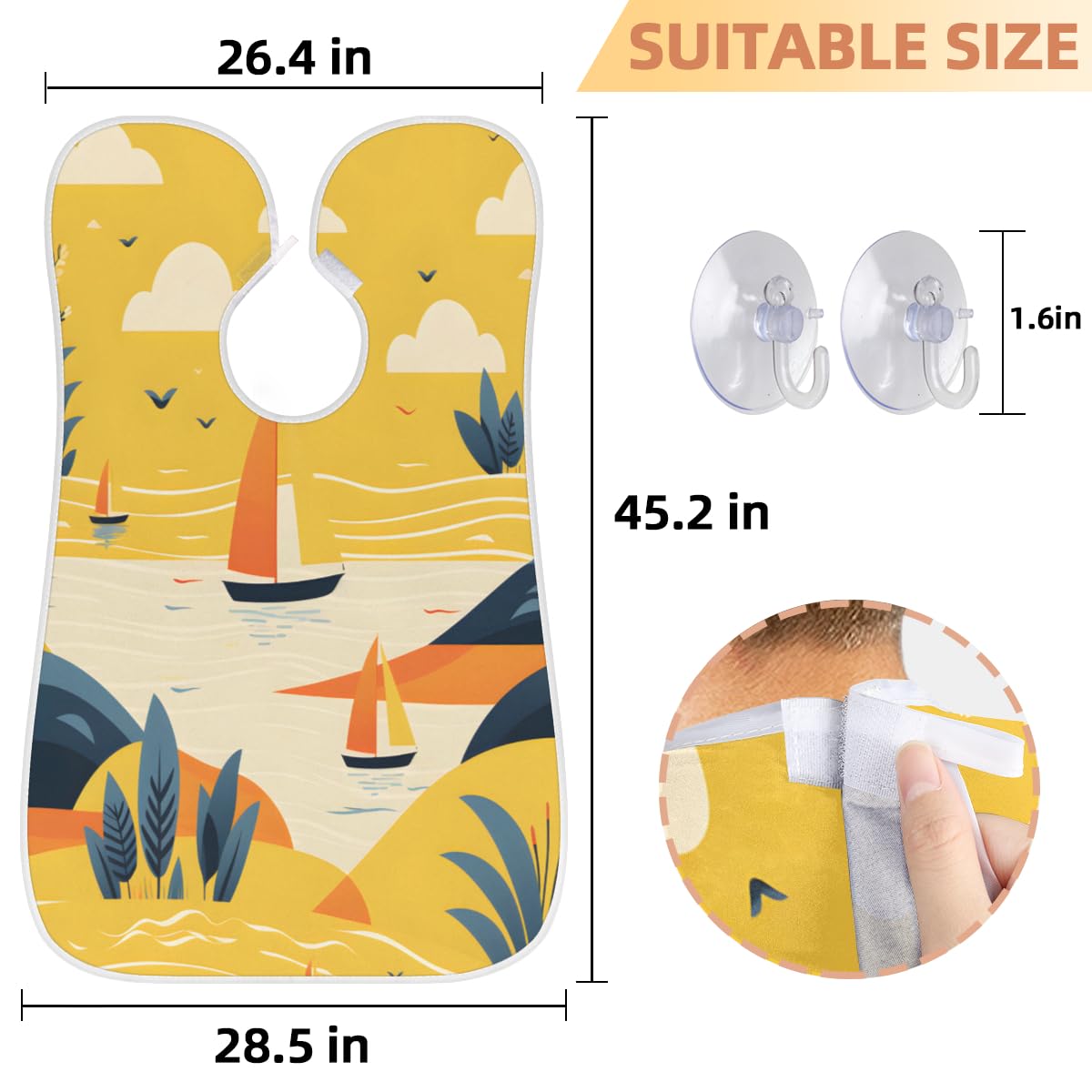 Men's Summer Cartoon Boat Beard Shaving Bib - Waterproof Makeup & Hair Dye Apron for Barbers & Artists - Sink Hair Catcher for Beard Trimming & Lineup - Perfect Gift for Grooming & Salon Use