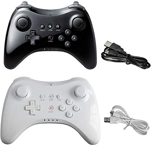 Wireless Wii U Pro Controller - 2 Pack (Black & White) for Nintendo Wii U Gaming - Perfect for Multiplayer, Home Entertainment & Competitive Gaming