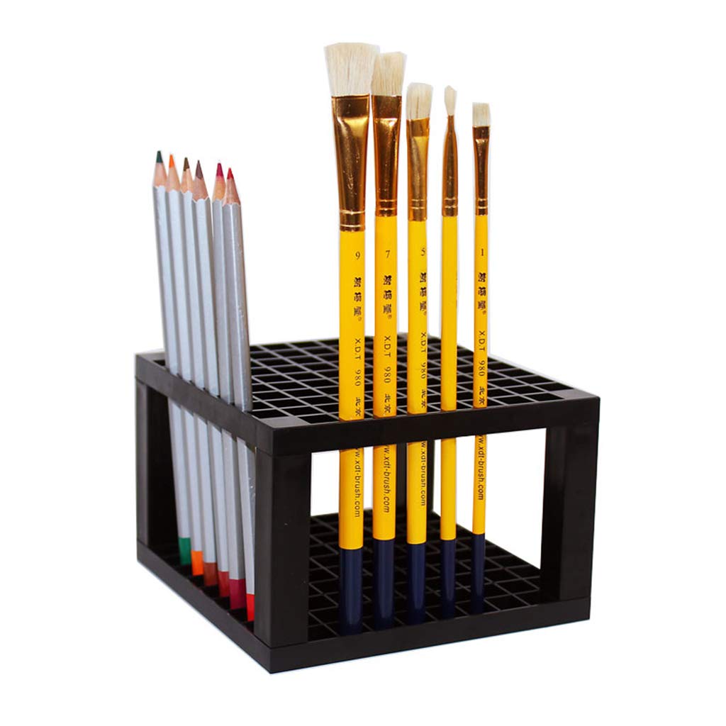 Votono 96-Hole Removable Plastic Pen Holder - Desk Stand Organizer for Brushes, Pencils, Markers & Paint Brushes (Black) - Perfect for Artists, Students & Office Organization