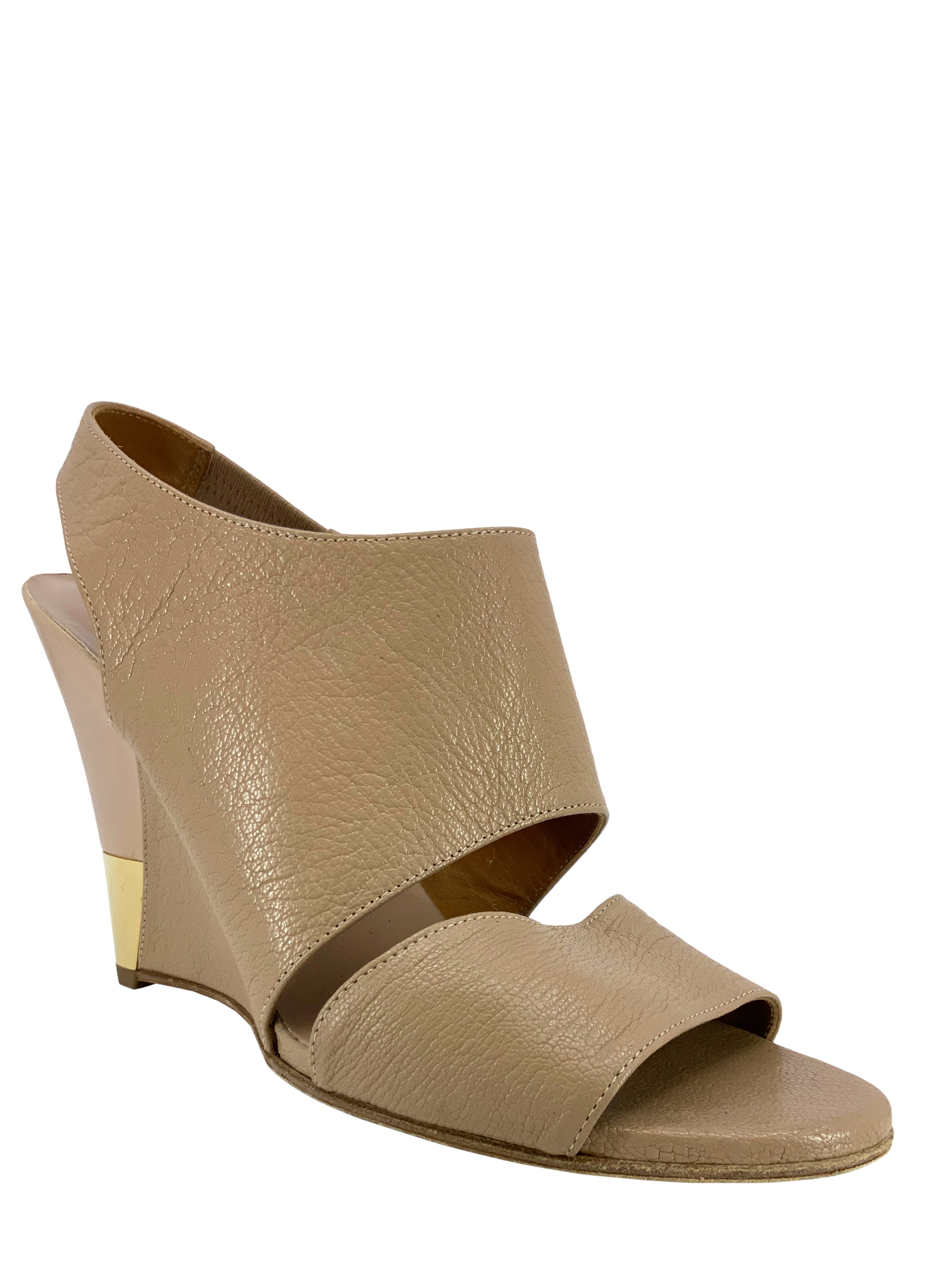Chloe Eliza Women's Calf Leather Slingback Wedge Sandals - Size 8 | Comfortable Heels for Summer, Wedding & Office Wear