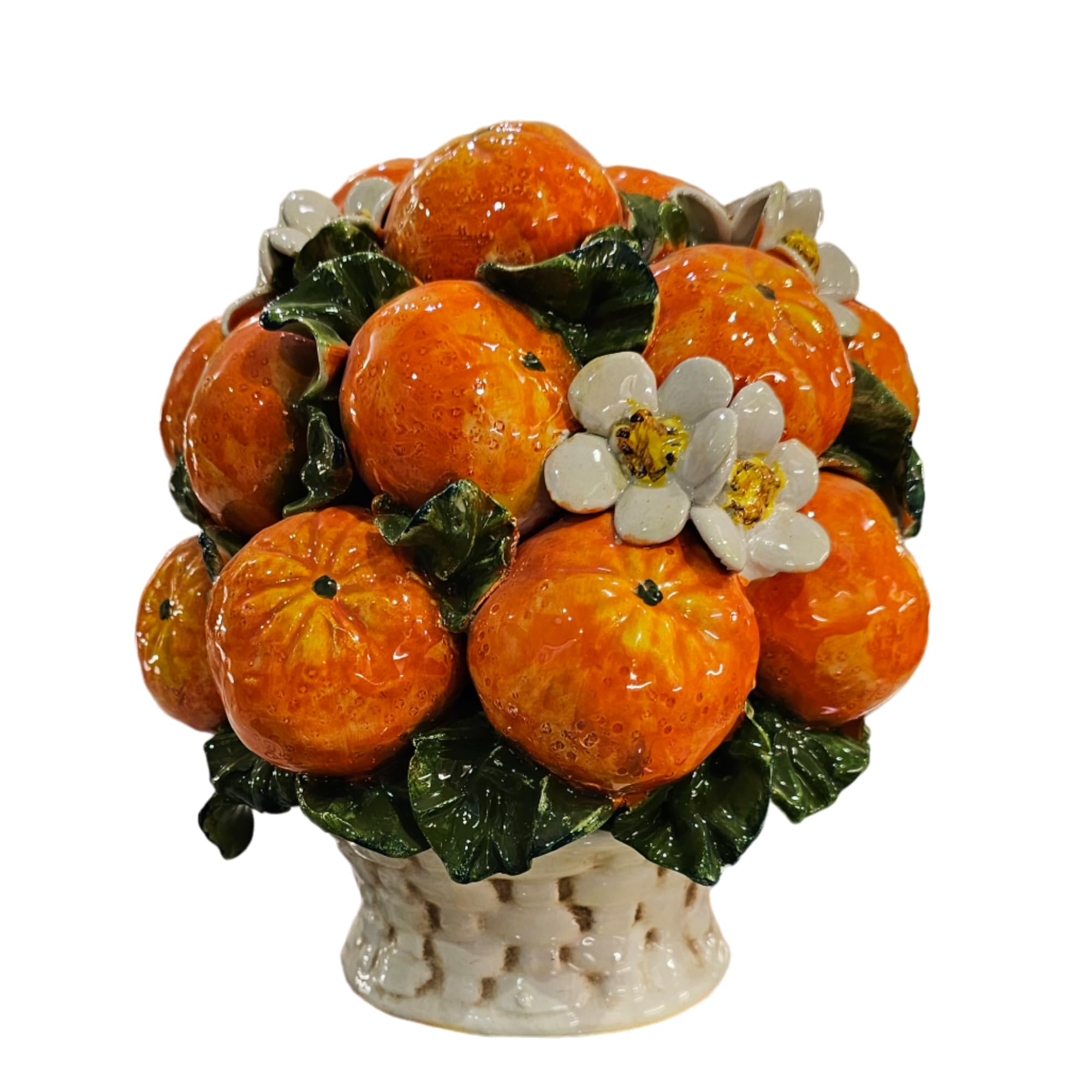 Italian Ceramic Orange Centerpiece for Dining Table - 9 Inch Handmade Italian Pottery Fruit Bowl - Kitchen & Table Decor - Perfect for Farmhouse, Rustic & Mediterranean Home Decor