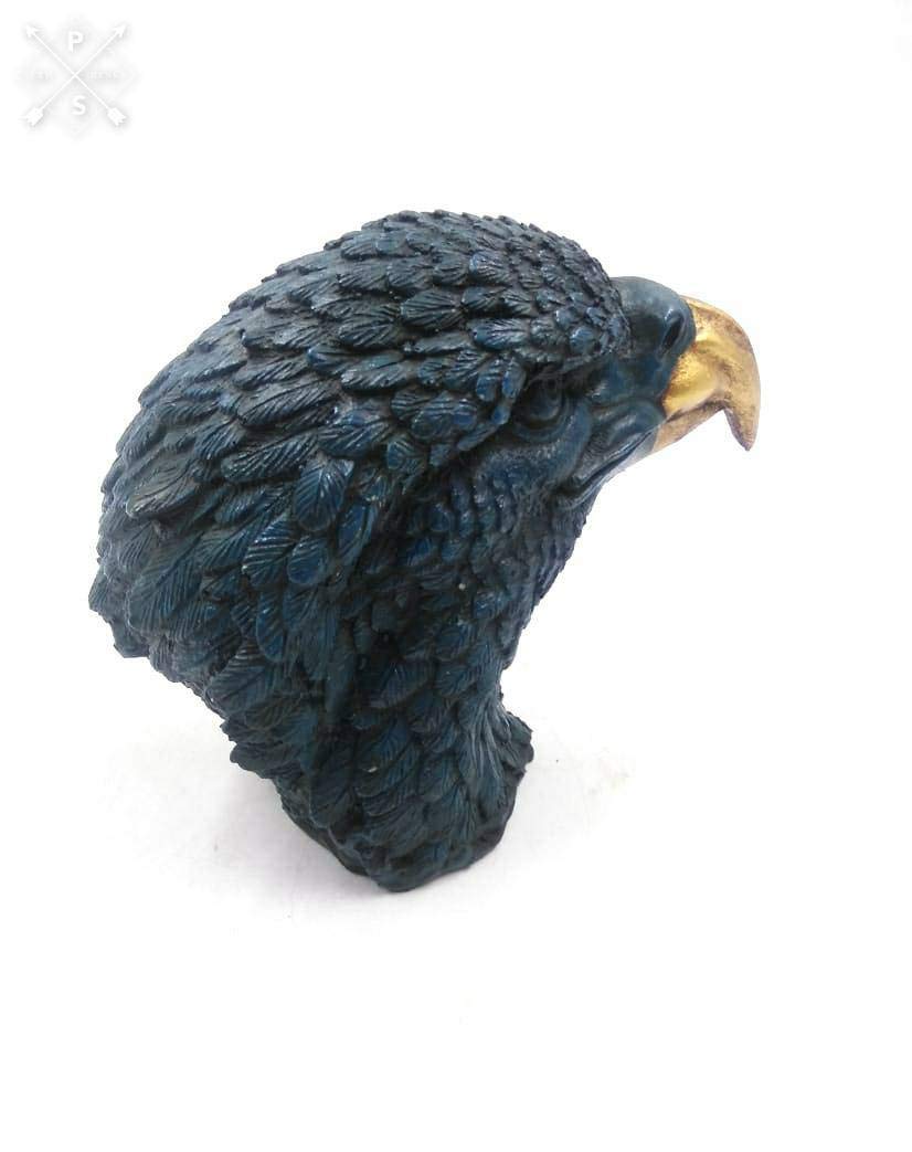 Handmade Indian Resin Eagle Face Statue - Blue Home & Office Decor (5 Inches) - Perfect for Bookshelf, Mantel, or Gift