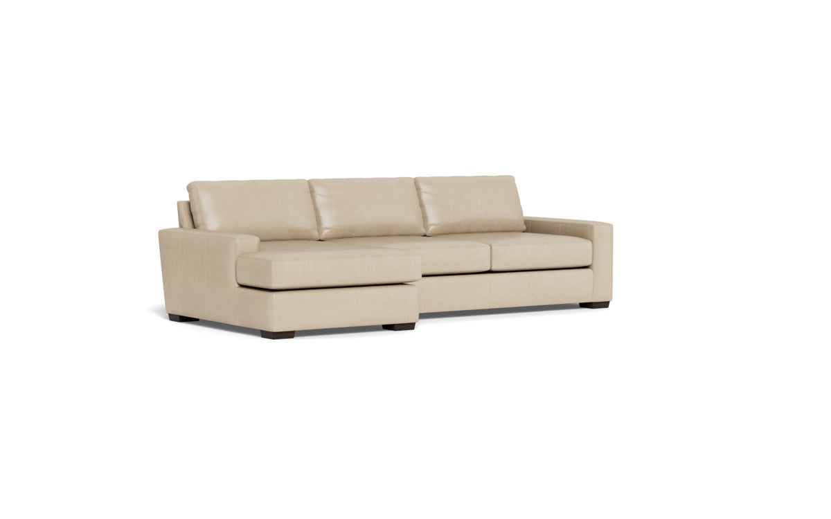 Mas Mesa 123 Deep Leather Left Chaise Sectional Sofa - Modern L-Shaped Couch for Living Room, Family Room & Home Theater - Genuine Leather Reclining Sectional with Chaise Lounge